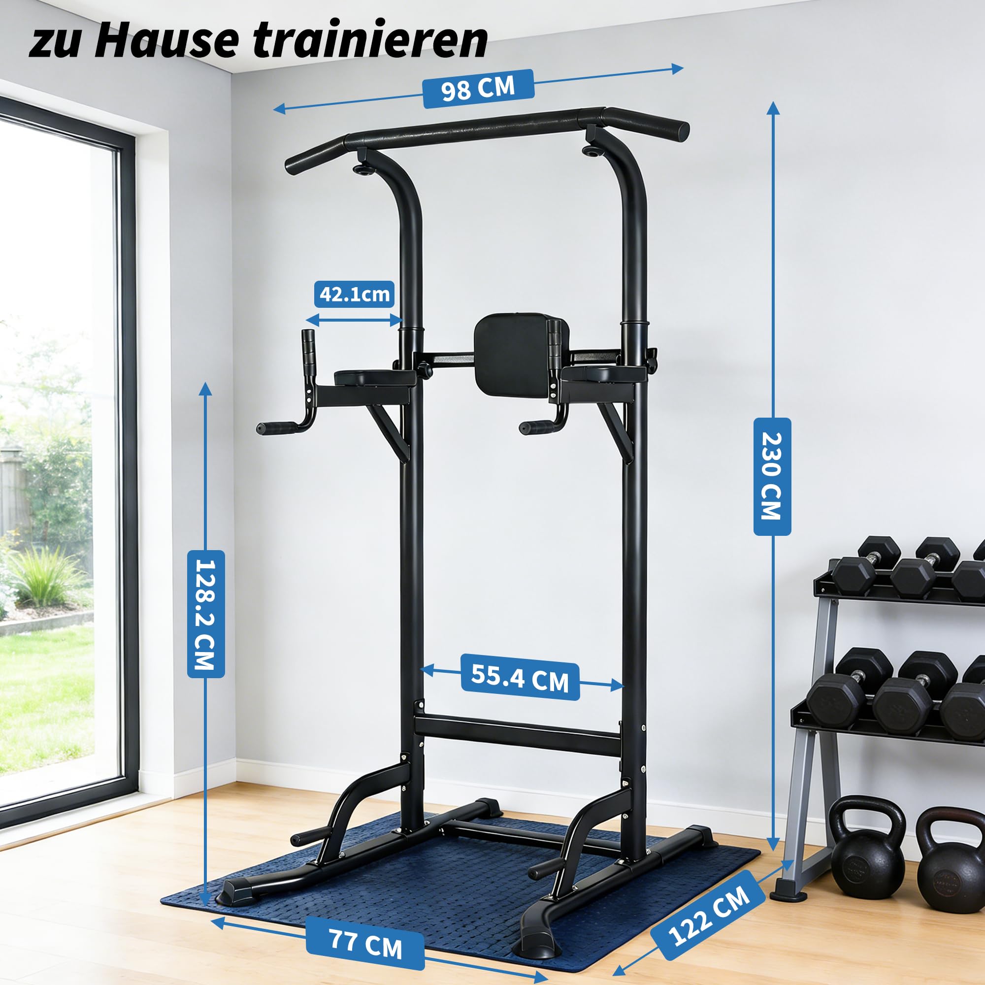 Power Tower Multifunktion Dip-Station - Klimmzugstange Freistehend - Pull Up Station keine Bohrung Krafttraining für Home-Gym