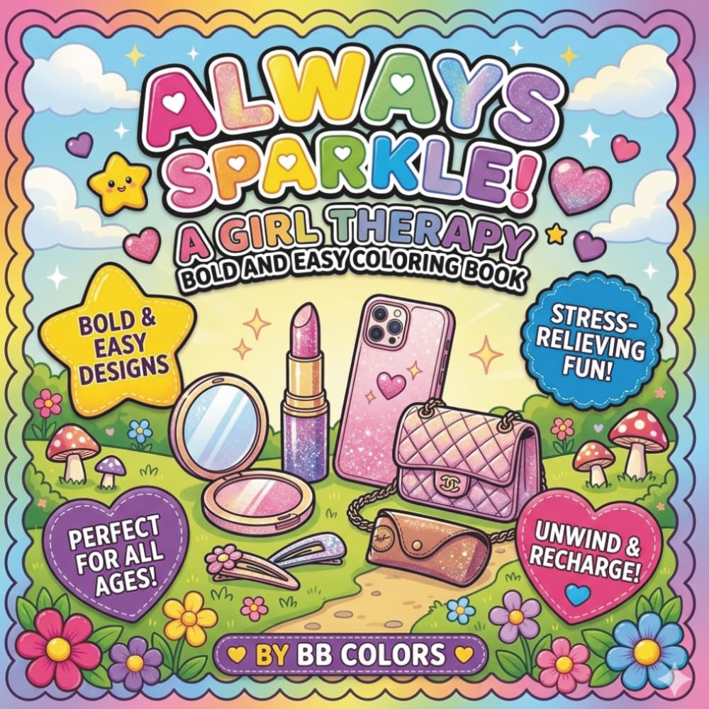ALWAYS SPARKLE!: A GIRL THERAPY BOLD AND EASY COLORING BOOK