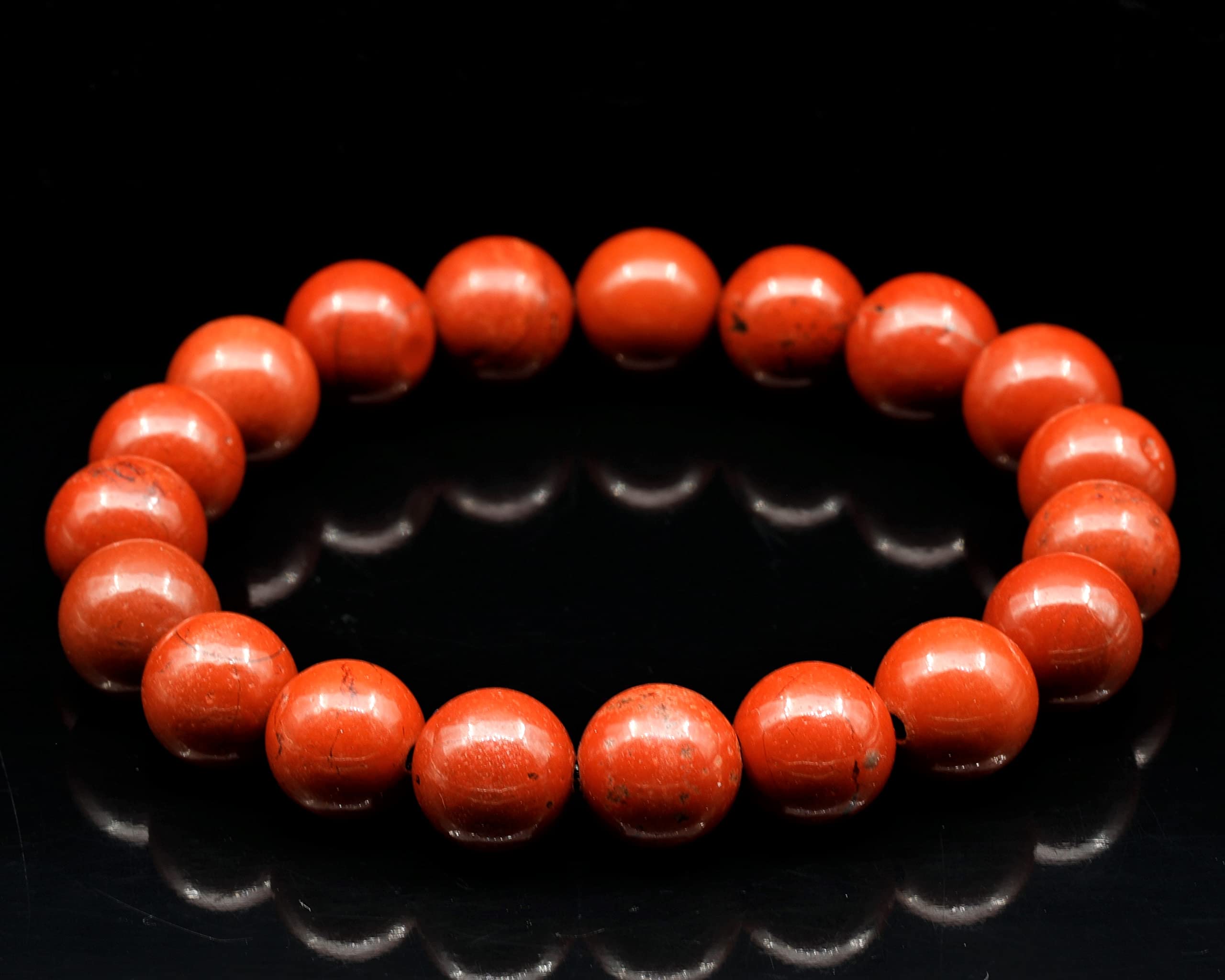 Elastisches Armband aus rotem Jaspis mit 8 mm Perlen, echter roter Kristall, Sternzeichen Widder, elastischer Schmuck aus Edelsteinen, heilender Chakra-Kristall, langlebiges Modeaccessoire.