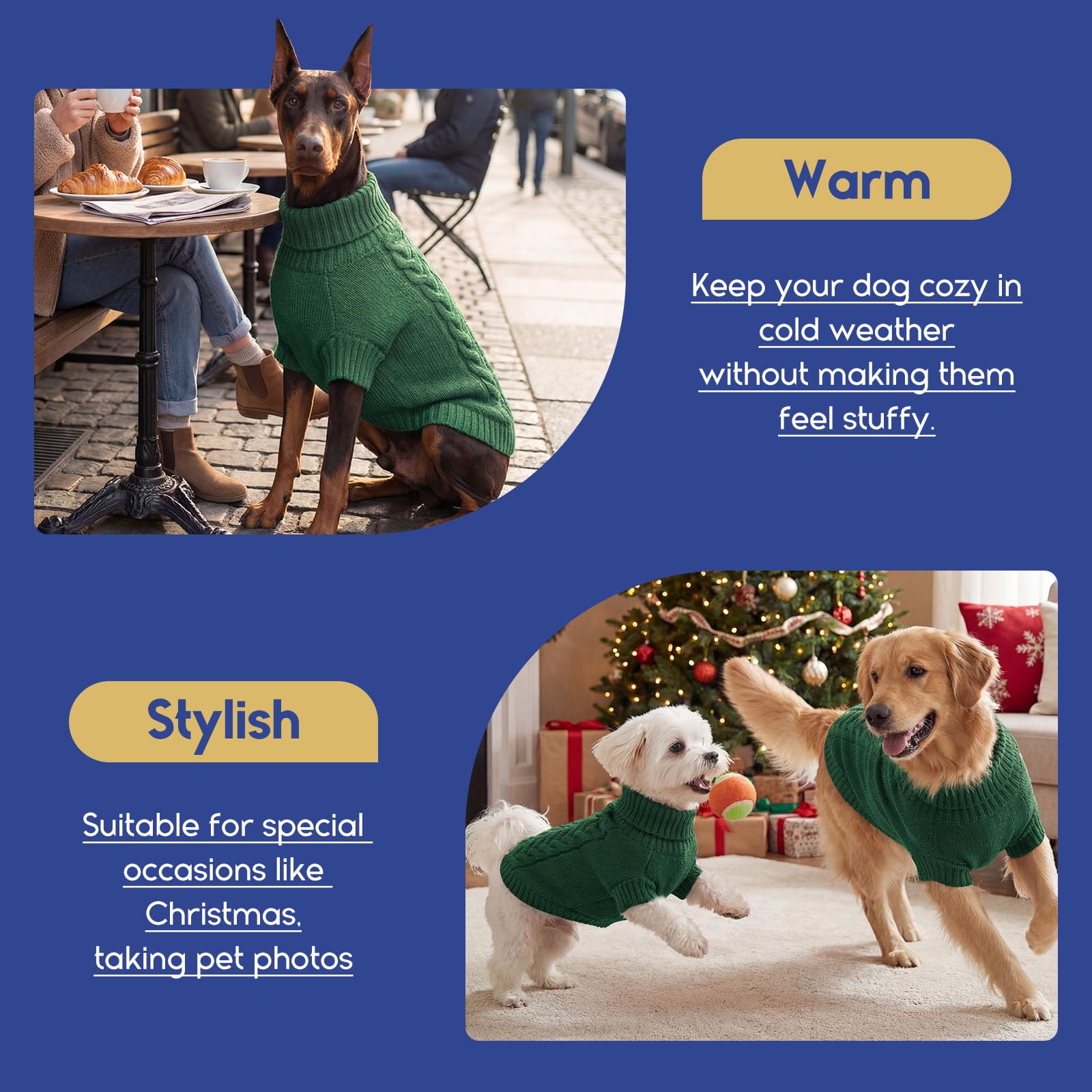 ASENKU Jersey Perro Mediano,Suéter para Perros Gato Cálido Ropa de Invierno,Abrigo para Mascotas para Bulldog Frances,Chihuahua,Teckel, M
