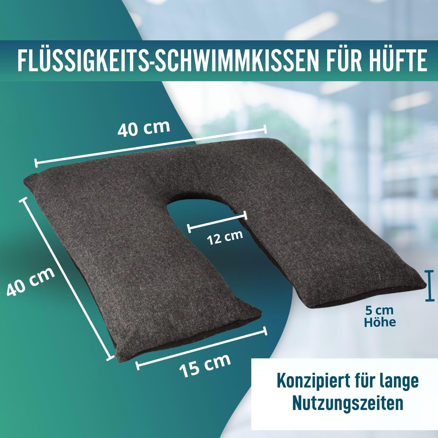 OrtoPrime Dekubitus Sitzkissen mit Flüssigflotation – Antidekubitus Sitzpolster für Rollstuhl – Druckentlastungskissen für Gesäß und Steißbein – Quadratisches Rollstuhl-Sitzkissen