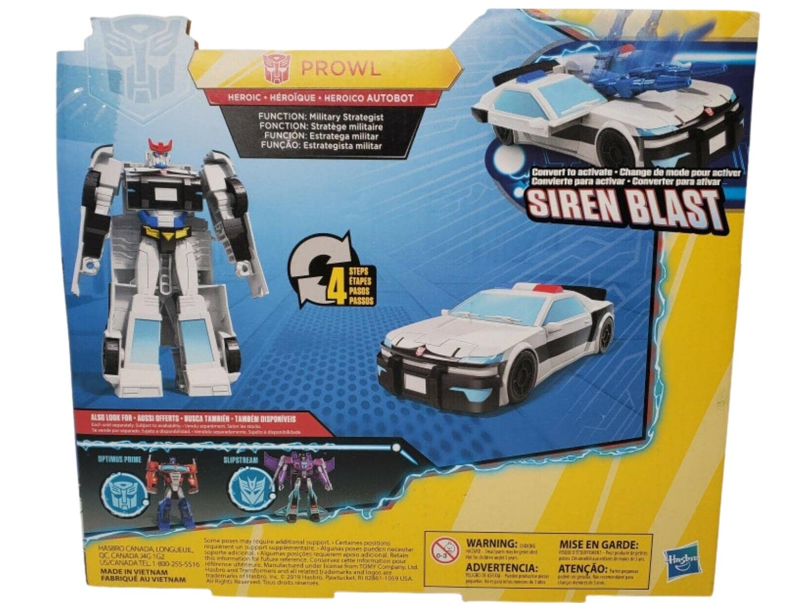 Action Figure Personaggi Transformers 17 cm in blister - Serie Cyberverse Siren Blast robot Prowl - Transformers giocattoli bambino singoli trasformabili - Action Figure E4802 Bianco