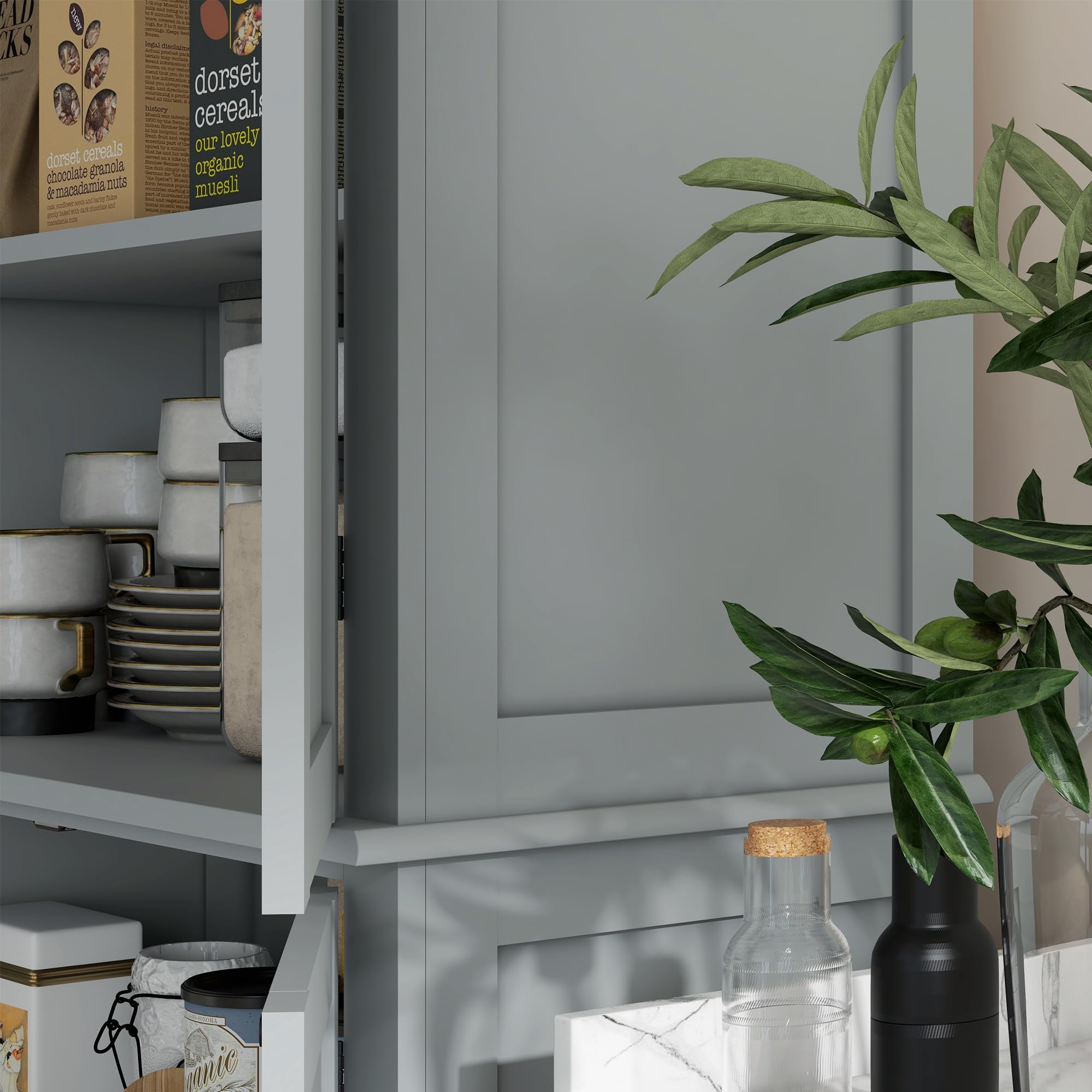 HOMCOM Armoire de Cuisine Vaisselier Style Moderne 76 x 40,5 x 184 cm Gris | Buffet Cuisine, Meuble de Rangement, avec Placards, Étagères Réglables, pour Salle à Manger, Salon