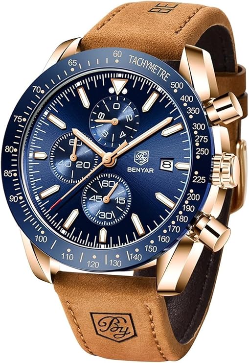 BENYAR Men's Luxury Chronograph Watch – Business, Casual | Quartz Movement with Date Display | Stylish Wristwatch | Gift for Men