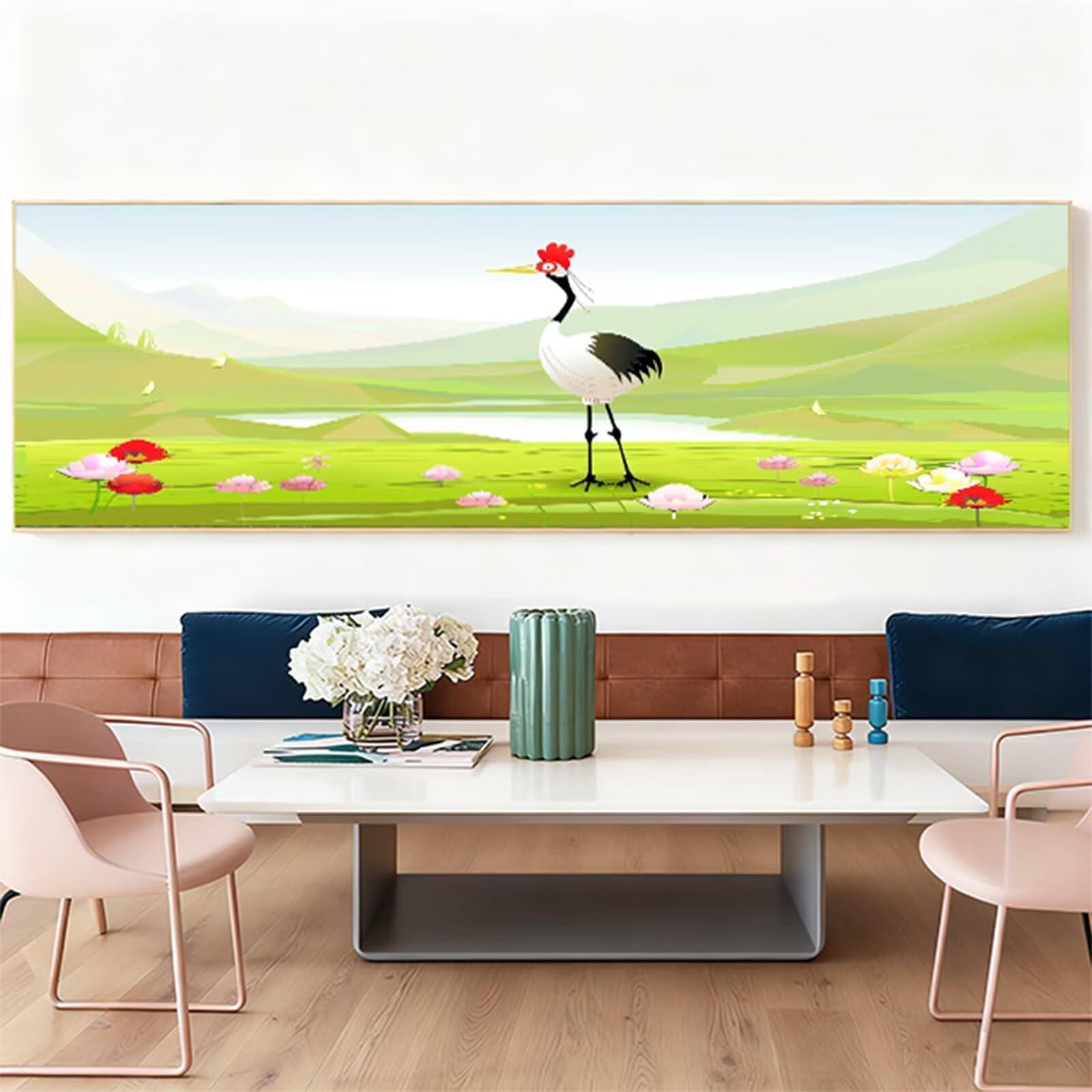 Duży diamentowy żuraw zestaw do malowania diamentami dla dorosłych, 5D Dimond Art Grassland Gem Arts and Crafts dla dzieci, zestaw do haftu krzyżykowego z kryształami strasu, dekoracja pokoju