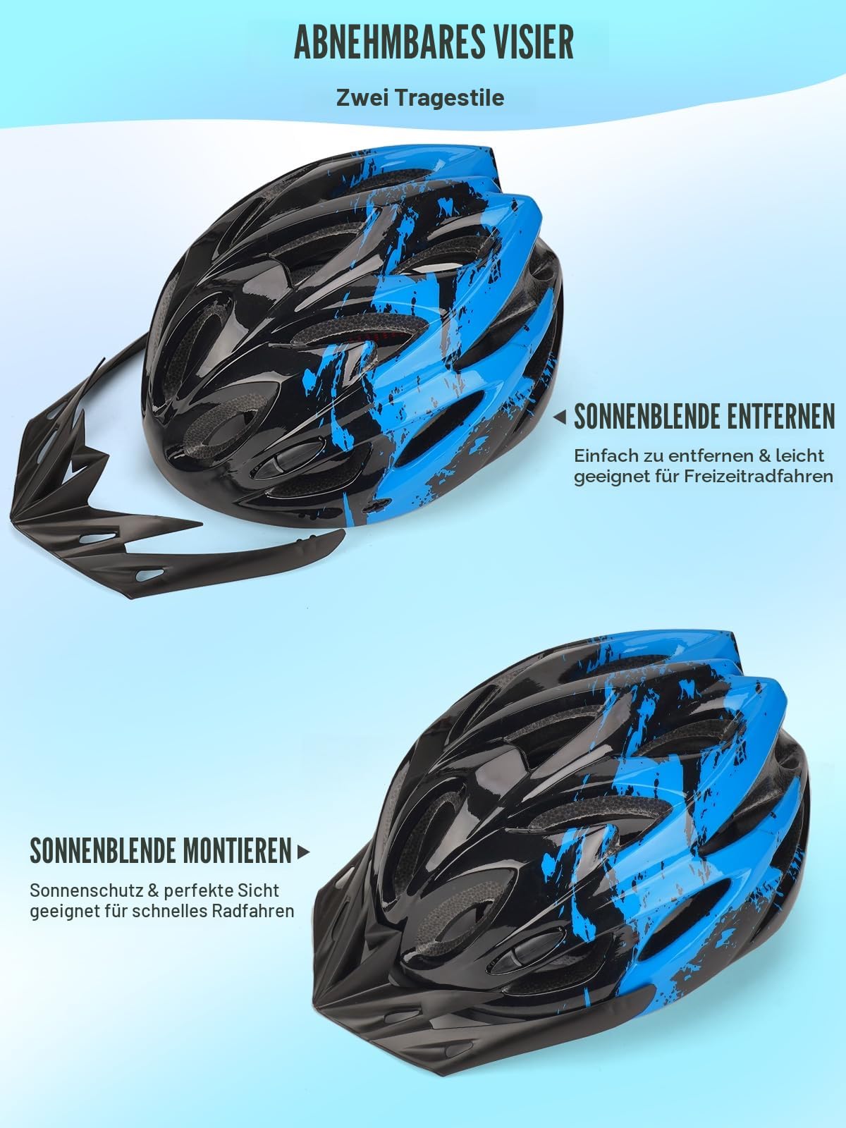 Fahrradhelm Kinder, Verstellbarer Kinderhelm für Jungen und Mädchen im Alter von 3–15 Jahren, Multisport-Kinderhelm (50–59cm), Sicherheitshelm für Fahrrad, Roller, Skating