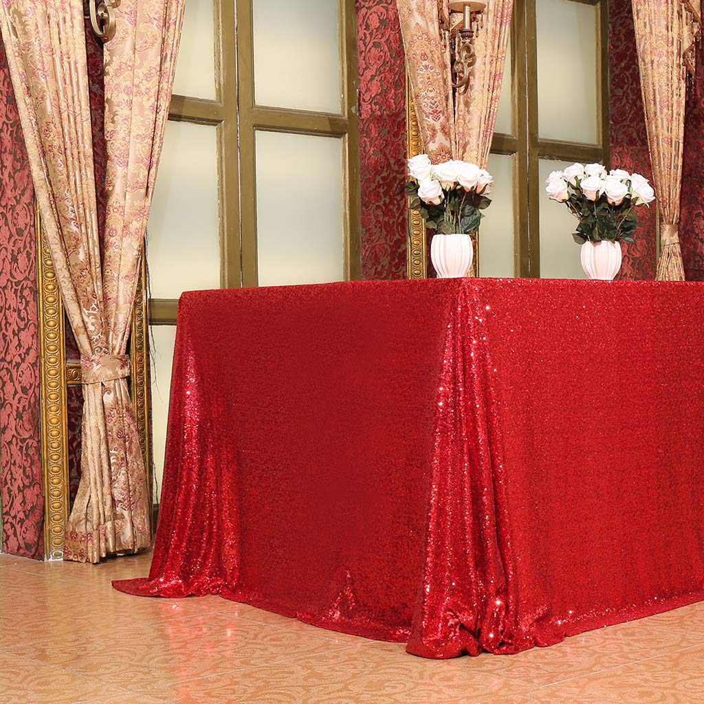 Eternal Beauty Sparkly Tablecloth Rectangle Sequin Tablecloths Wedding Party Banquet Sequin Table Cover(Red,50x80 inches,Rectangle) - Image 2