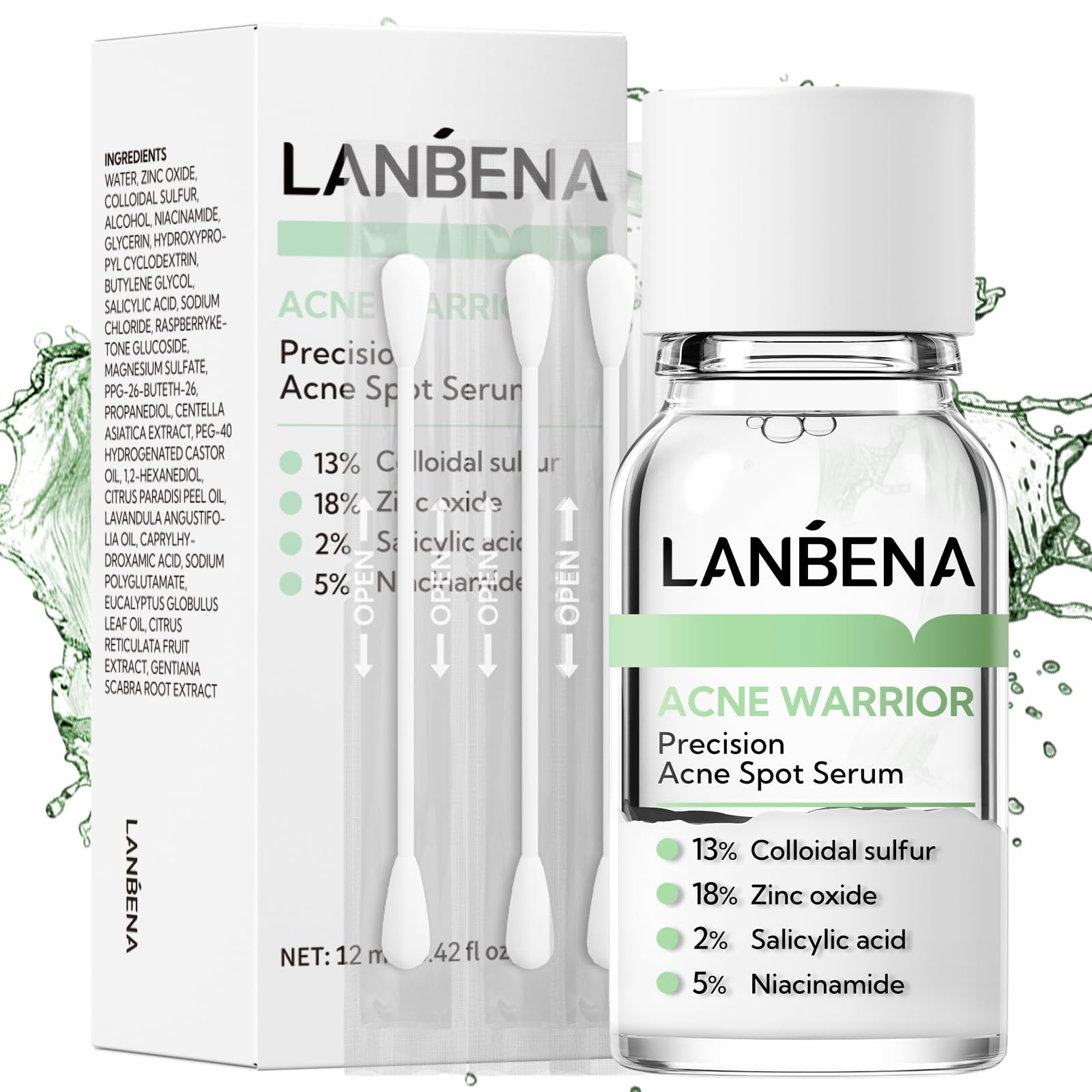 LANBENA Precision Acne Treatment Spot Serum, Drying Lotion, Overnight Acne Treatment for Face Dry Out Pimples, Blemishes