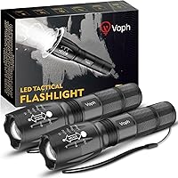Voph Flashlight 2 Pack - 5 Modes High Lumen Tactical LED, Super Bright Waterproof for Camping Hunting Gifts Men