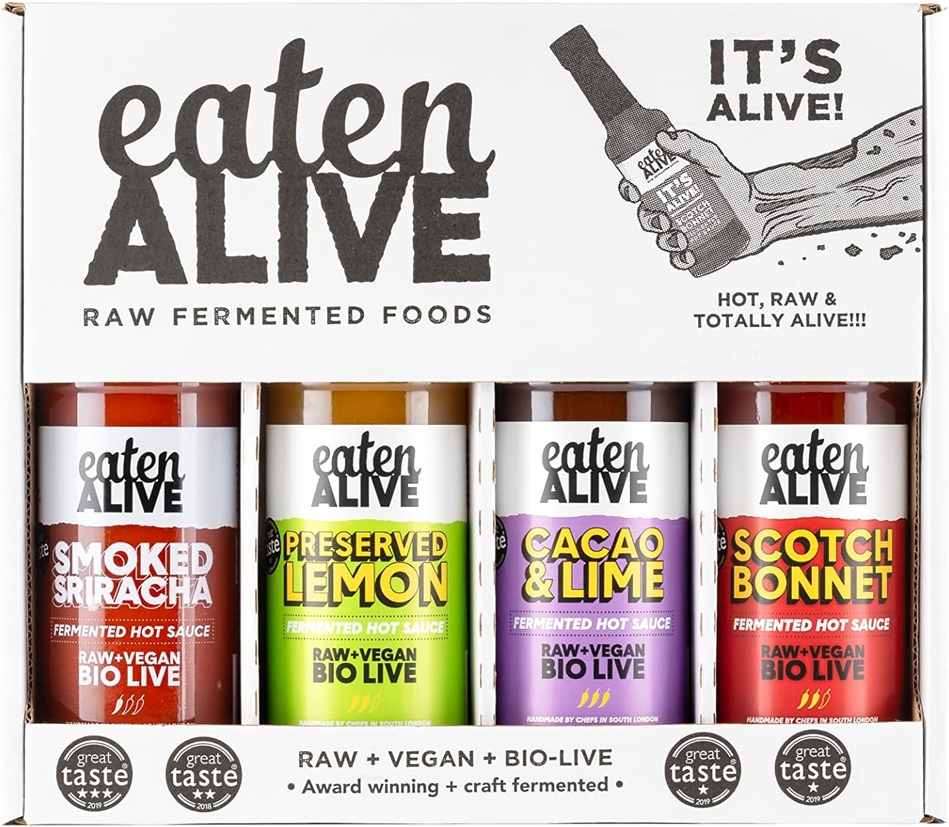 – Eaten Alive Award Winning Fermented Hot Sauce - The Discovery Box (4 x 150ml)