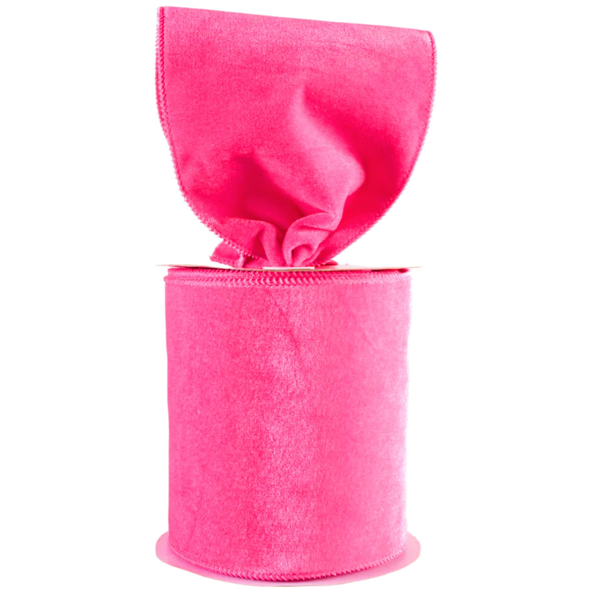 Velvet Wired Edge Ribbon, 4 Inch Width, Christmas Gift Wrapping Ribbon, Waterproof for Wreath DIY Crafts (Hot Pink, 10 Yards)