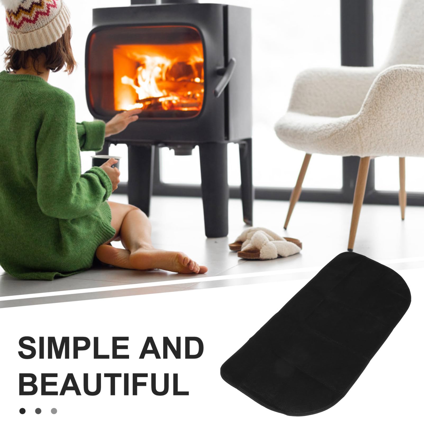 Tappeto Ignifugo per Caminetti e Barbecue Mat Protettivo Design Semicircolare Adatto per Interni Ed Esterni e Pratico per