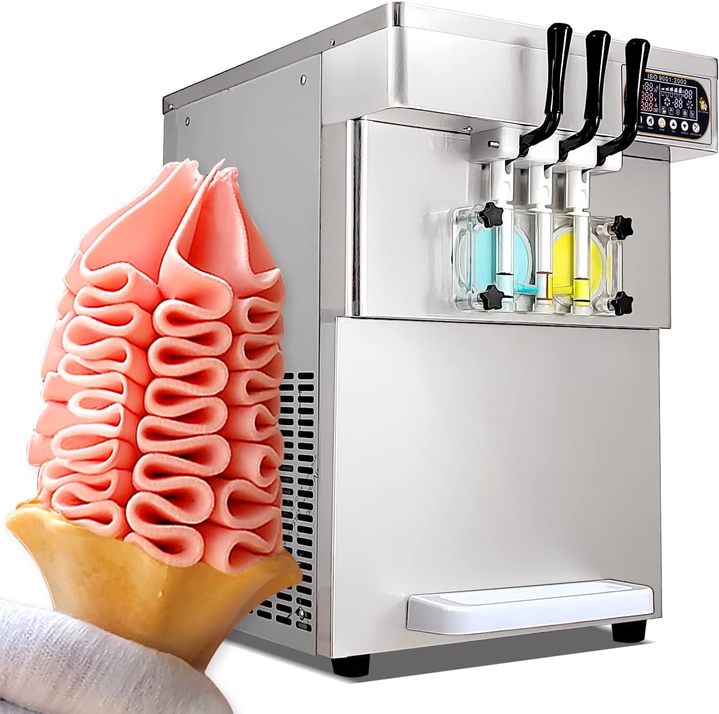 Kolice ETL certificate desktop 3 flavors countertop soft ice cream machine yogurt 2+1 mixed flavors soft ice cream machine gelato soft ice cream maker | 110V 2000W
