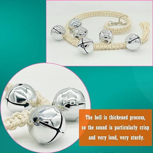 Miniatura 4 de Timbres colgantes para perros  6 campanas de entrenamiento extra fuertes para perros  Timbre de puerta de cuerda trenzada ajustable y duradera para