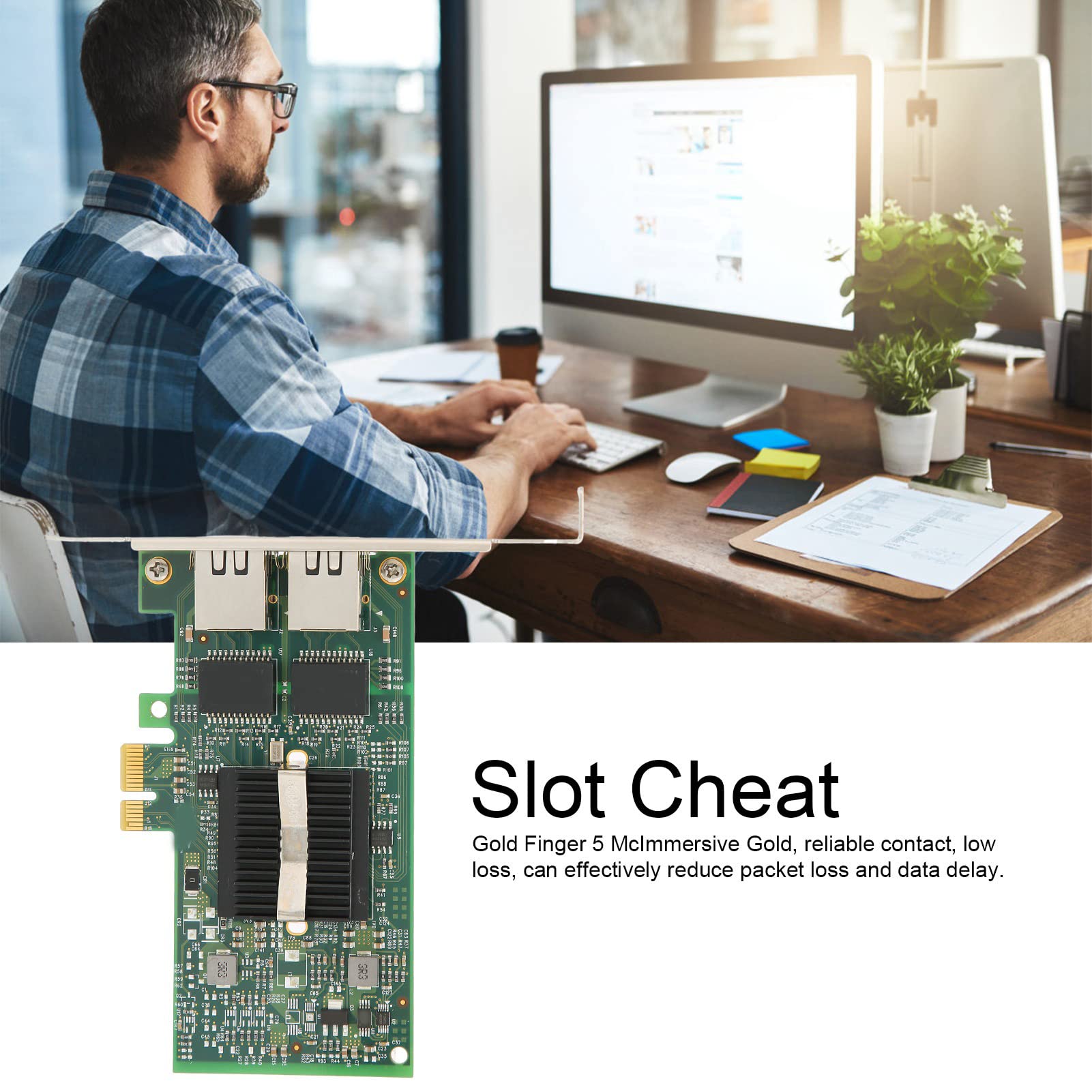 PCI e Gigabit Nic Dual Port, Chipset 82575Eb 1000 MBps, Design Del Circuito Buona Dissipazione Termica Compatibile con Windows PCI e X4, X8, X16