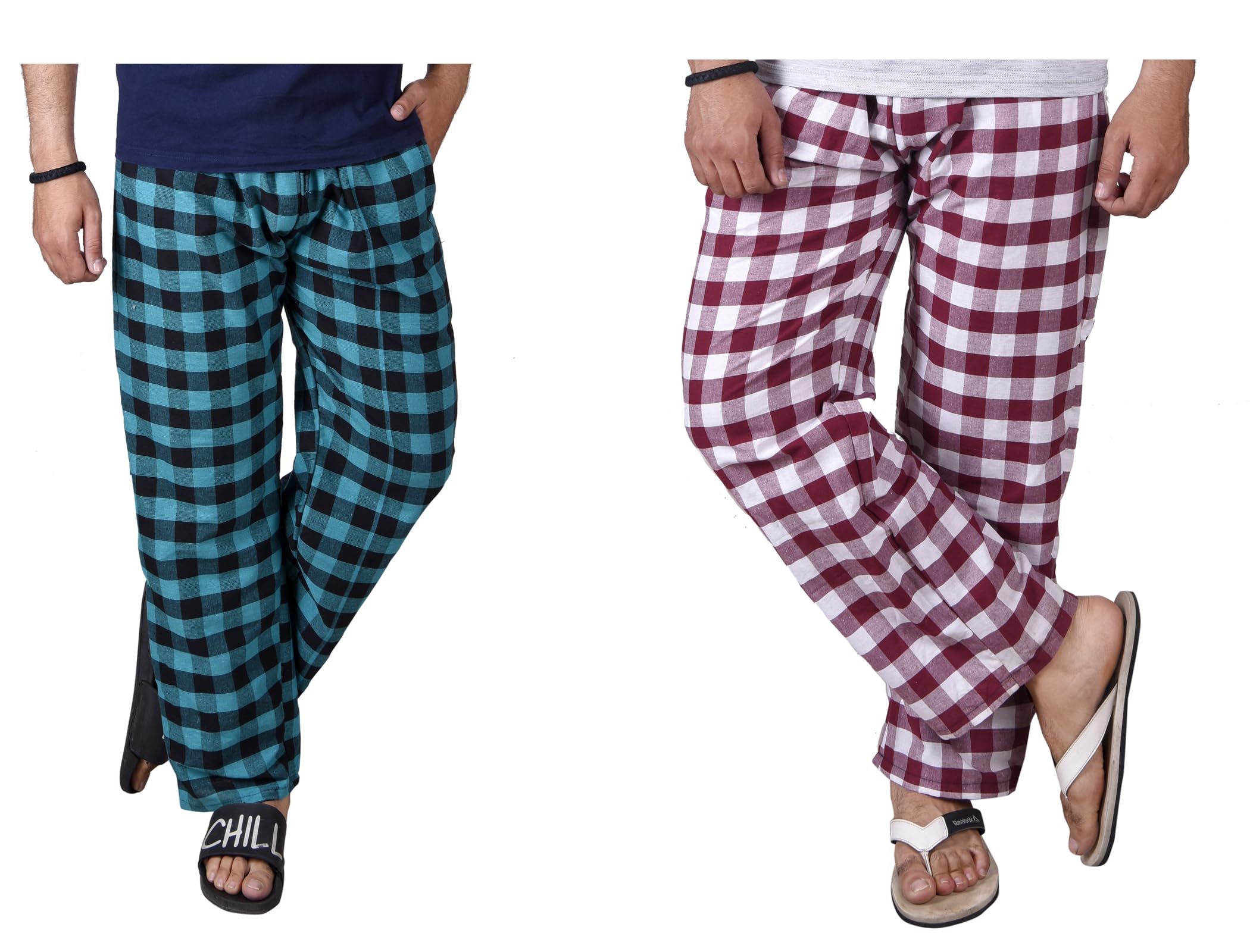 fusfus Men's Cotton Check Pyjama, Pack of 2 (FS422)-picture-41