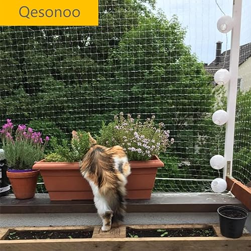 Miniatura 11 de Red para balcón para gatos, red anticaída para perros, malla de nailon transparente para mascotas, malla anticaída para balcón, ventana, escalera