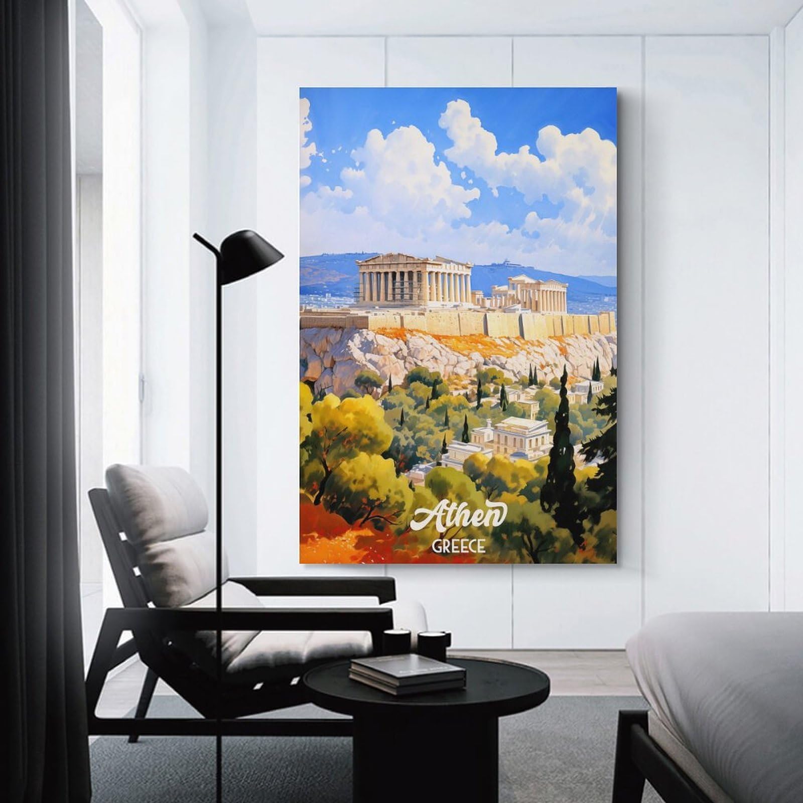 Junmoney Canvas Art Print Athens Greece Travel (2), 12x18inch(30x45cm), for Feature Walls in Flats Or Modern Rooms, Wall Decor Suited to Curated Displays