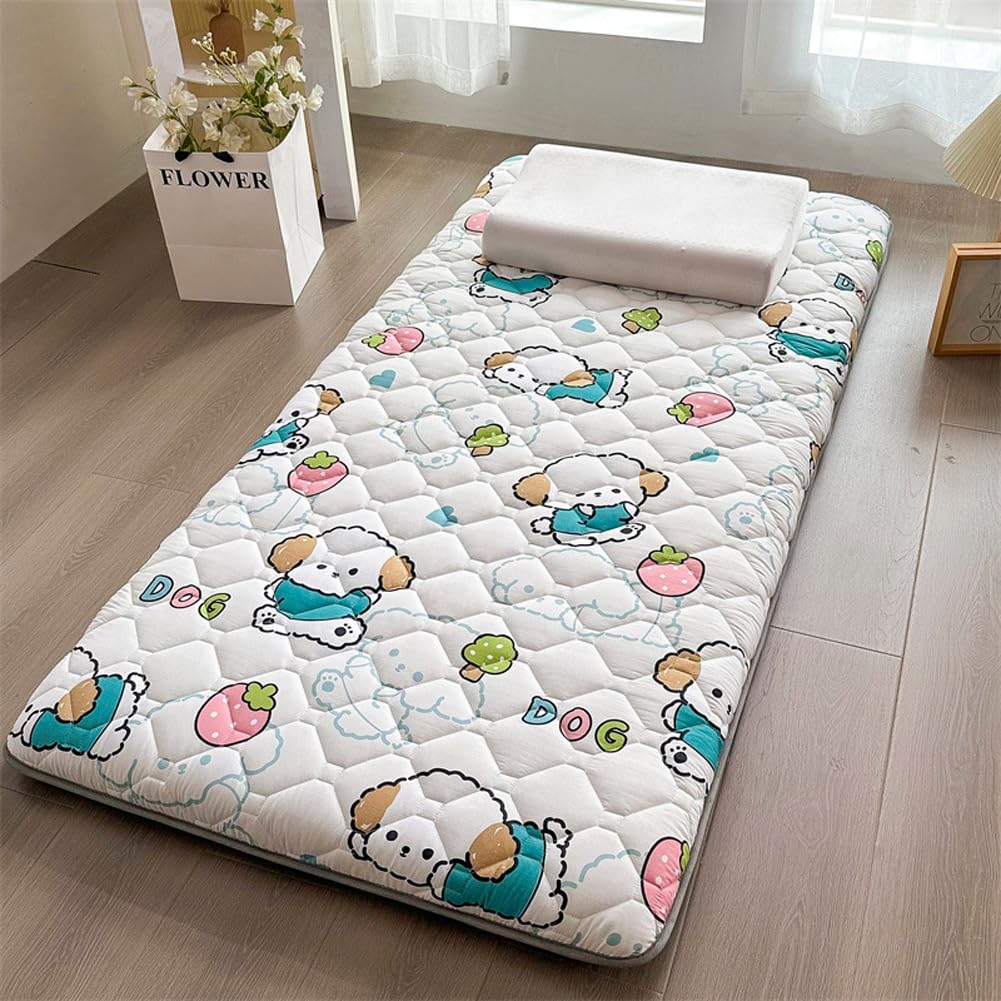 Materasso per dormire a pavimento, materasso futon giapponese, singolo/doppio/queen/king size, arrotolabile, materasso da campeggio, materasso per gli ospiti, tatami (rosa, 150 x 200 cm)