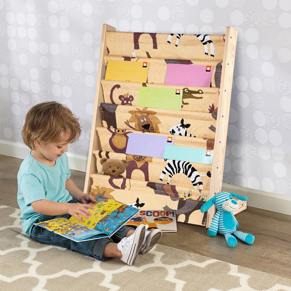 Librería para niños, estante de 7 niveles para libros, suministros escolares para habitación infantil, guardería, guardería, 80 x 60 x 30 cm (color)