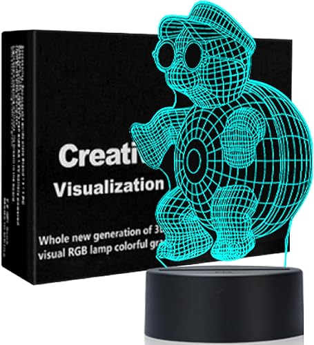 Luz nocturna de tortuga para niños, lámpara de noche de ilusión 3D, lámpara de mesa LED USB, luces reguladoras táctiles inteligentes, lámpara