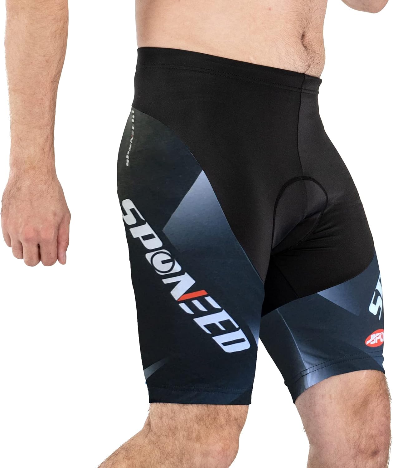 sponeed Men's Cycling Shorts Padded Bike Short for Men Black Grey US L Clothing