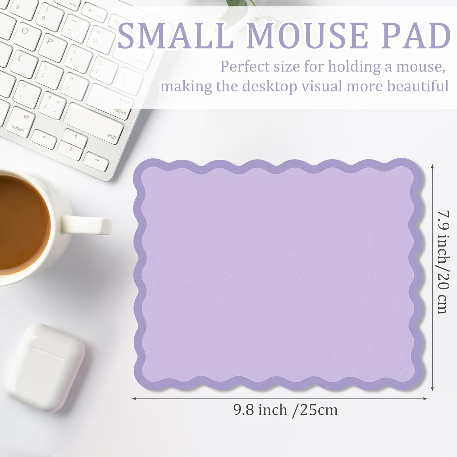 Kingdder Cute Scalloped Mouse Pad Non-Slip Mousepad 9.8x7.9in,Purple image 2