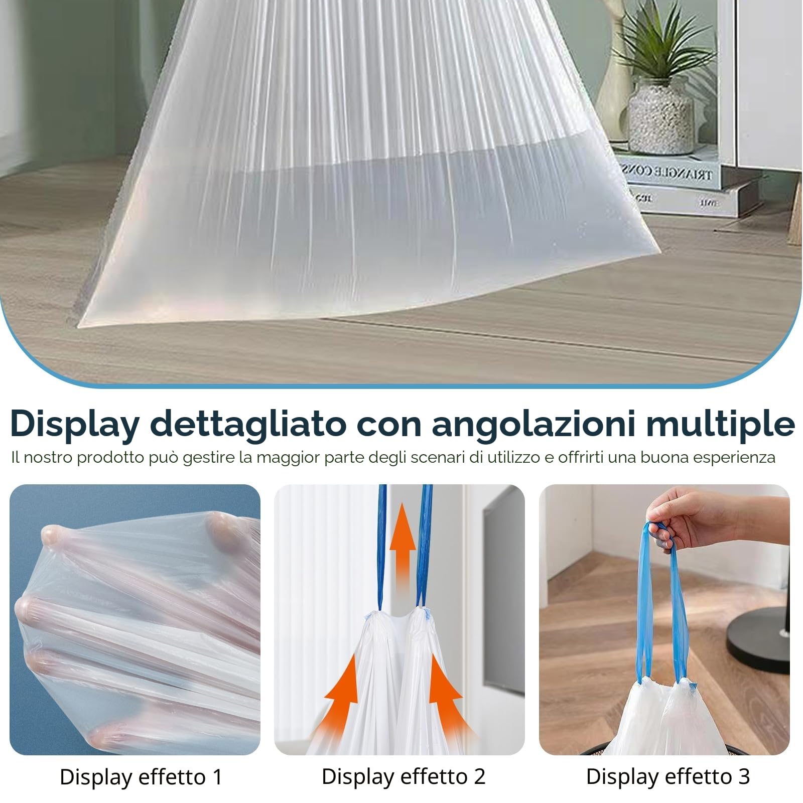 Sporgo Sacchetti per rifiuti con maniglia 8 rotoli: 160 pezzi Sacchetti per lettiera per gatti autopulenti con fasce elastiche, sacchetto per lettiera per gatti Sacchetti di ricambio per lettiera per