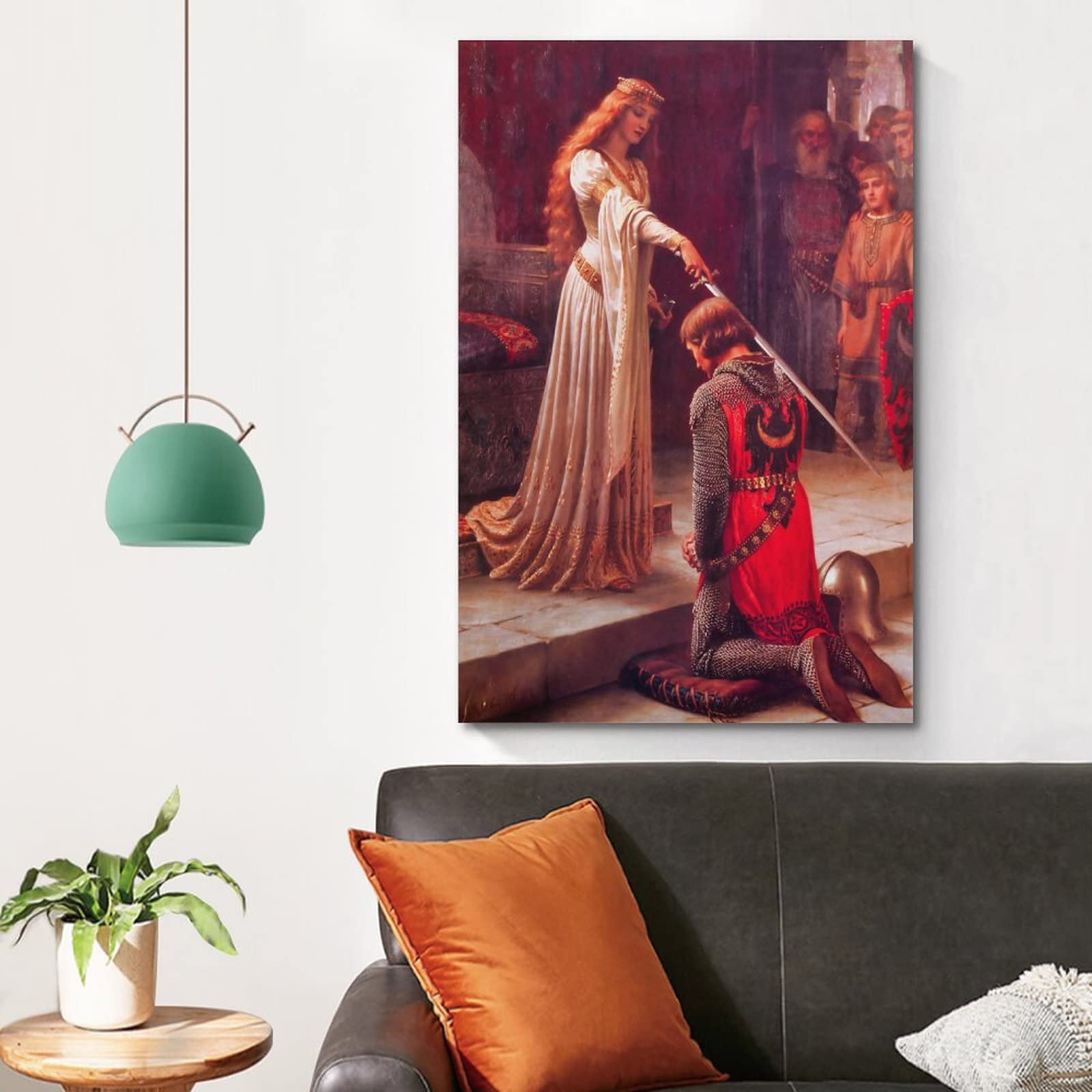 Amazon.co.jp: Edmund Leighton（騎士号授与) 有名な絵画のポスター