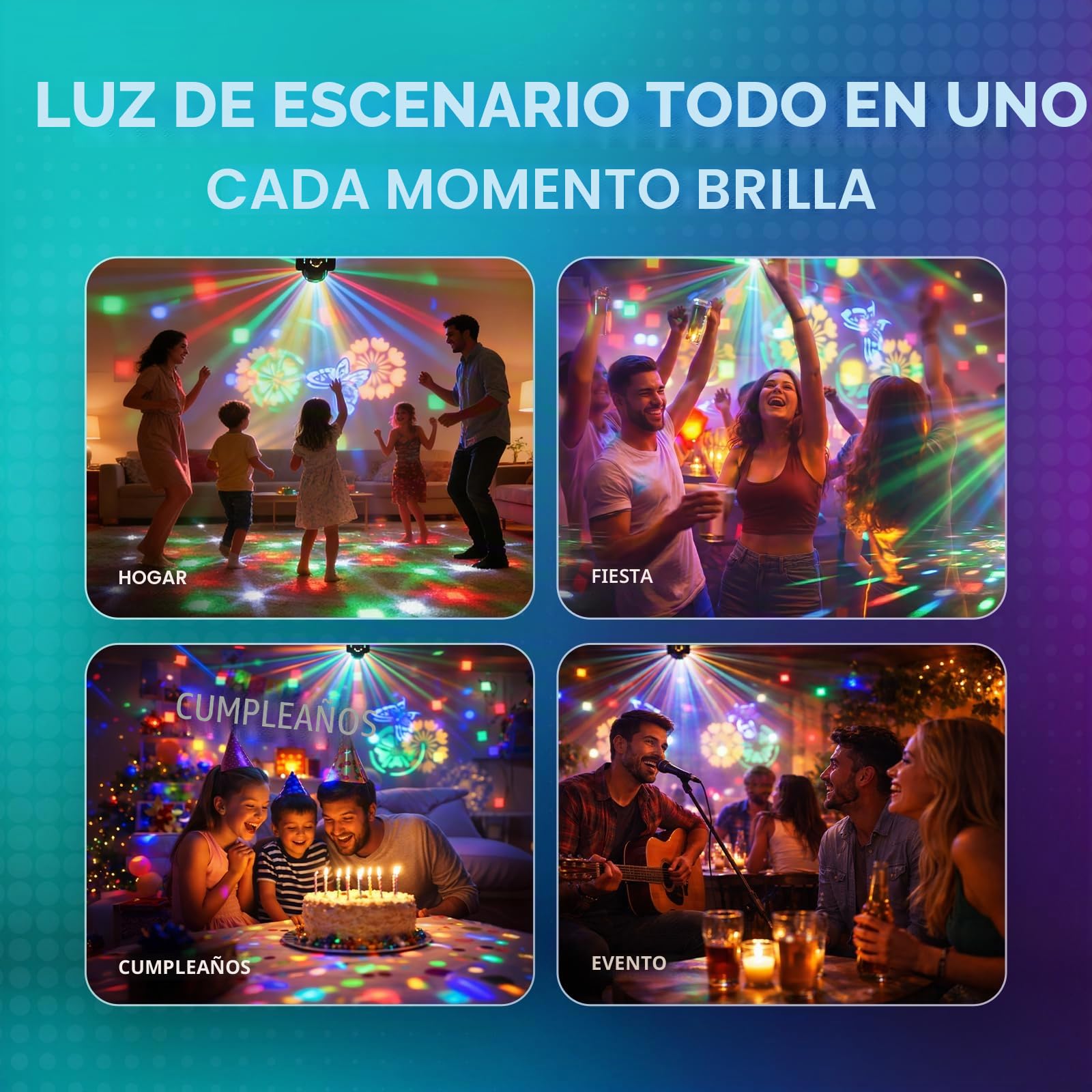2PCS Cabeza Móvil LED 30W,DMX512 RGW Efectos de Iluminación,Con Control Remoto 5 Modos de Control Mini Cabeza Movil LED Discoteca Para Fiestas,DJ e Iluminación
