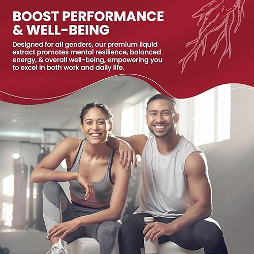 Miniatura 9 de Extracto líquido de ginseng rojo asiático y ginseng americano, Panax Ginseng natural para energía, rendimiento cognitivo y enfoque, tintura líquida