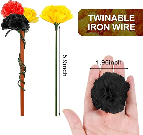 Miniatura 2 de Waydress Ramo de caléndula artificial, ramo de caléndula falsa para Halloween, flores artificiales de caléndula con tallo para fiesta de cumpleaños,
