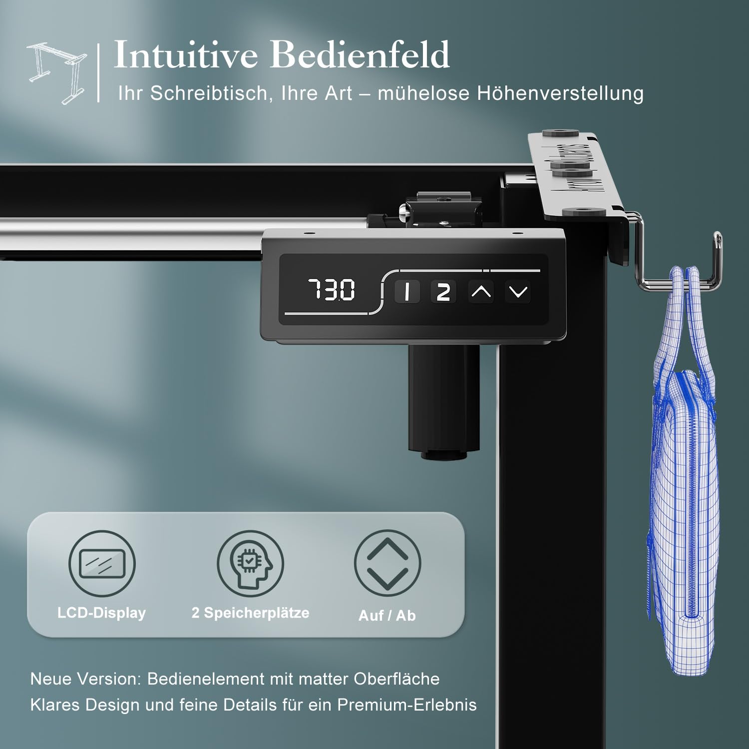 JUMMICO Höhenverstellbarer Schreibtisch Gestell mit 2 Memory-Funktion | Stabiles höhenverstellbares Tischgestell, elektrisch stufenlos höhenverstellbar, geeignet für Stehschreibtisch und Stehpult