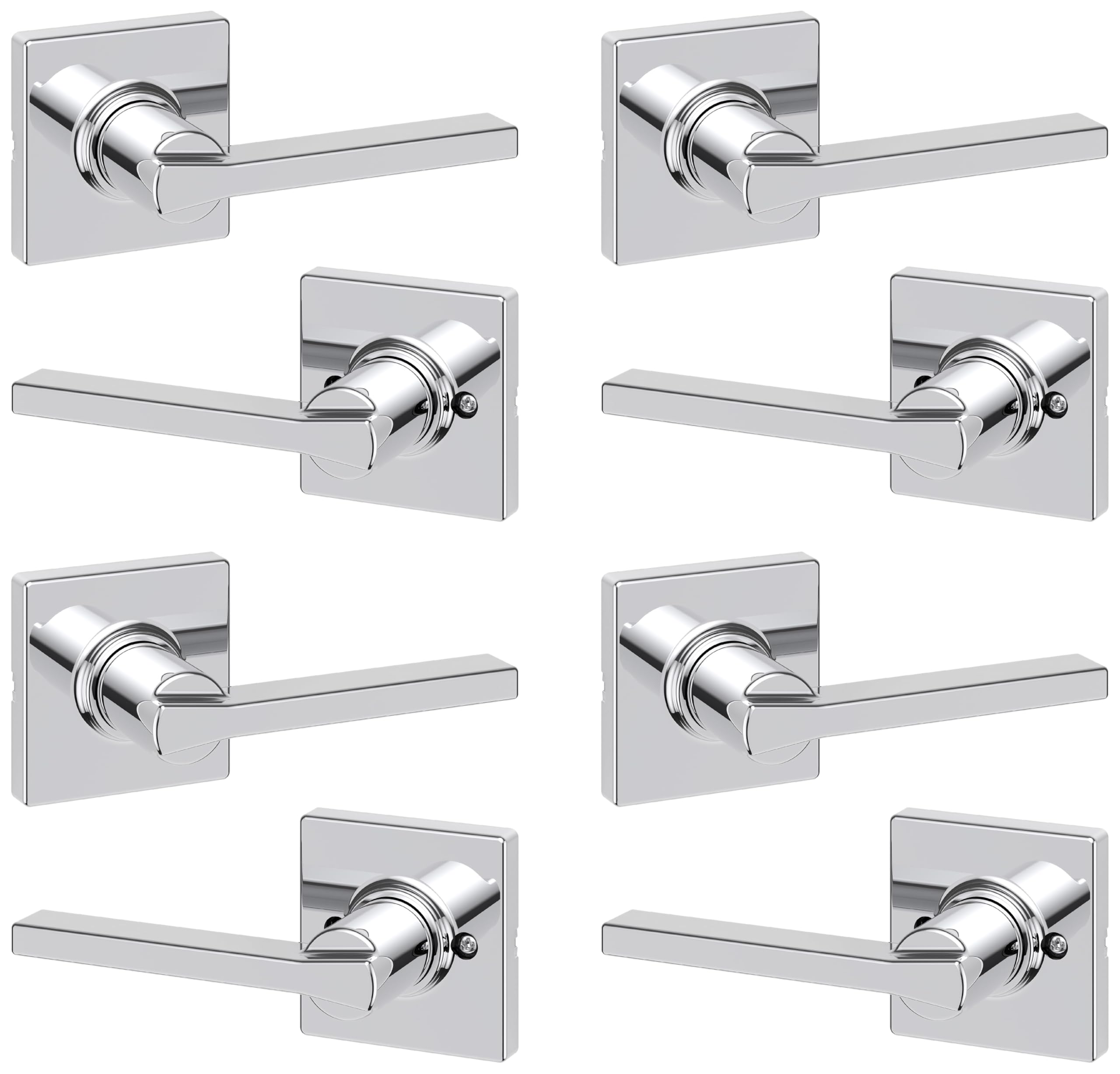 Kwikset Casey Interior Passage Door Handle, Lever for Closet and Hallway Doors, Reversible Non-Locking Handle Lever, Polished Chrome (Pack of 4)