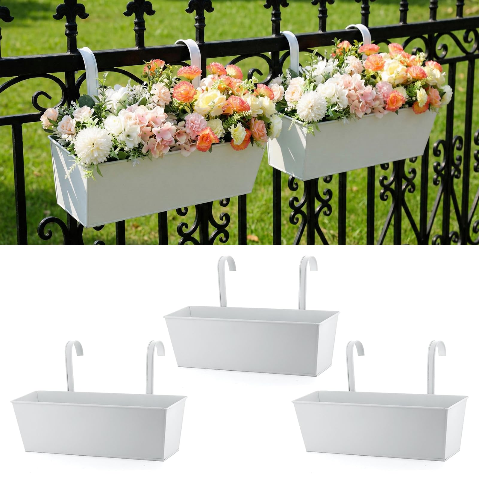 Meltset M 3 Pack Metal Railing Planters