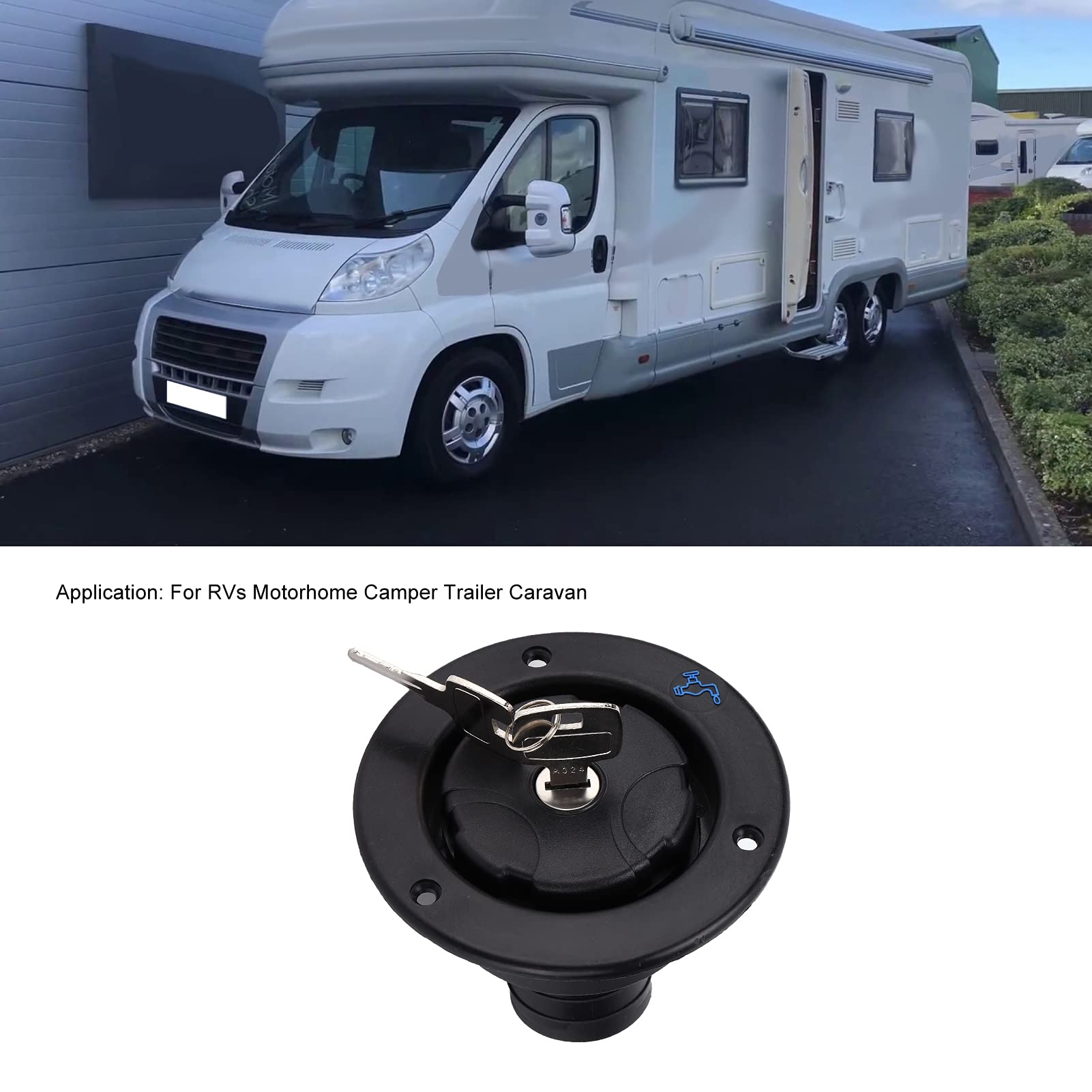 RV Inlaat, Afsluitbare Waterkap Lekvrije Inlaat Filler Tank Apparatuur met 2 Sleutels voor 30-40mm Openslaande Deur Dikte, Camper Camping Trailer Caravan Boot