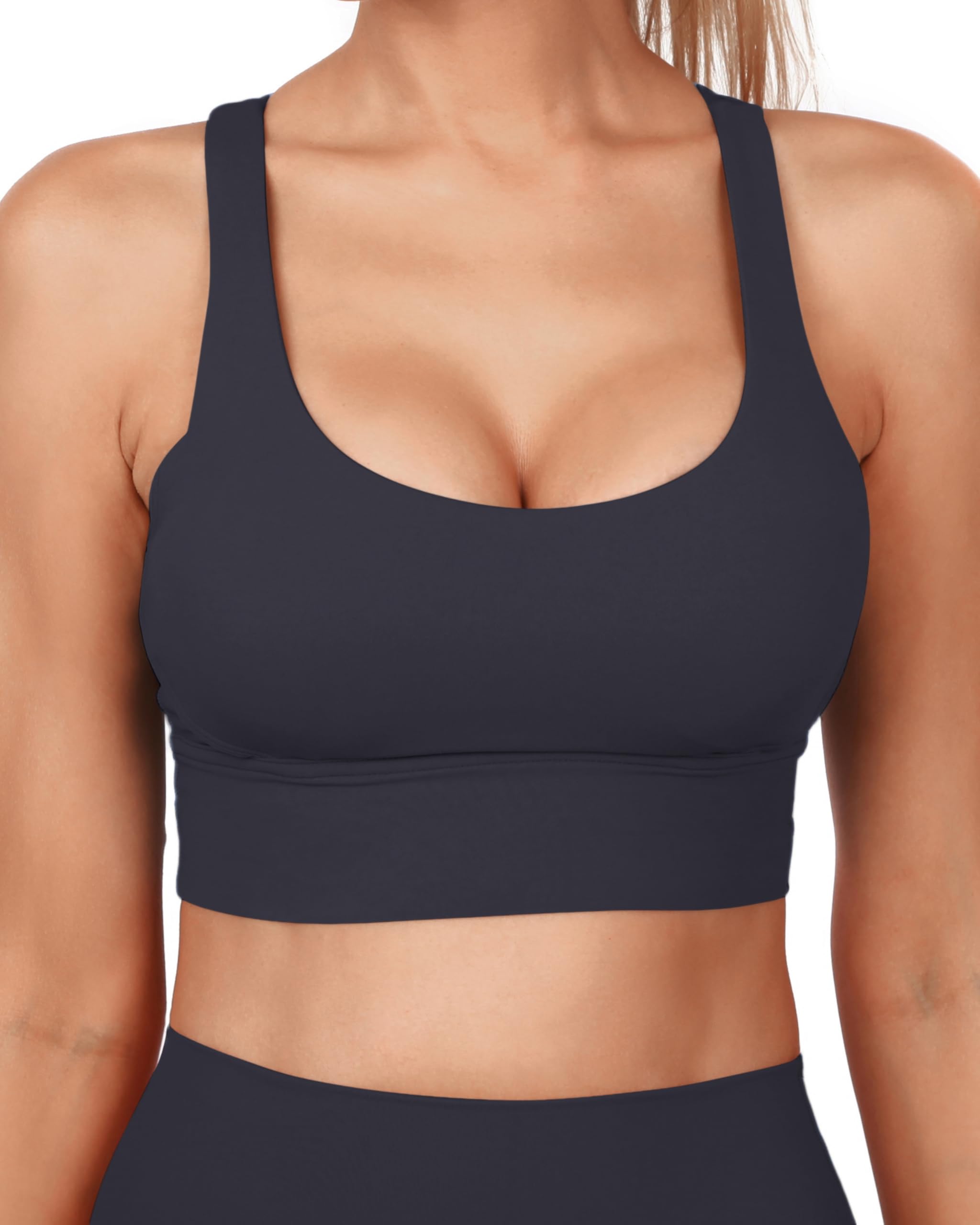 Strappy Sports Bra for Women Padded Push Up Sport Bra Athletic Running Workout Bra Yoga Bra