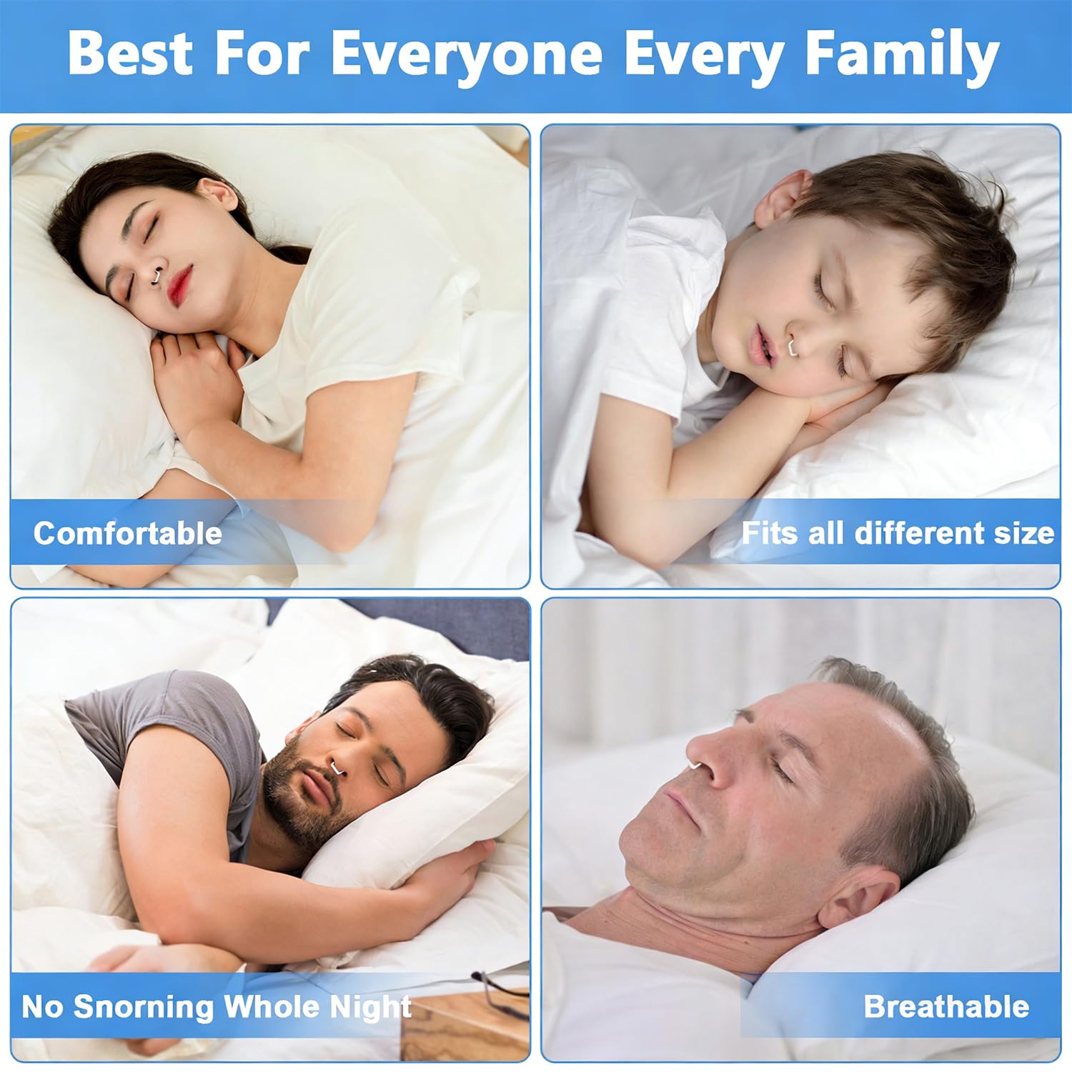 Dilatador Nasal Silicona, 8 Piezas Dispositivos Antironquidos, Antironquidos para Dormir, Dilatador Nasal Dispositivos Antironquidos Cómodo & Reutilizable, Mejorar el Sueño