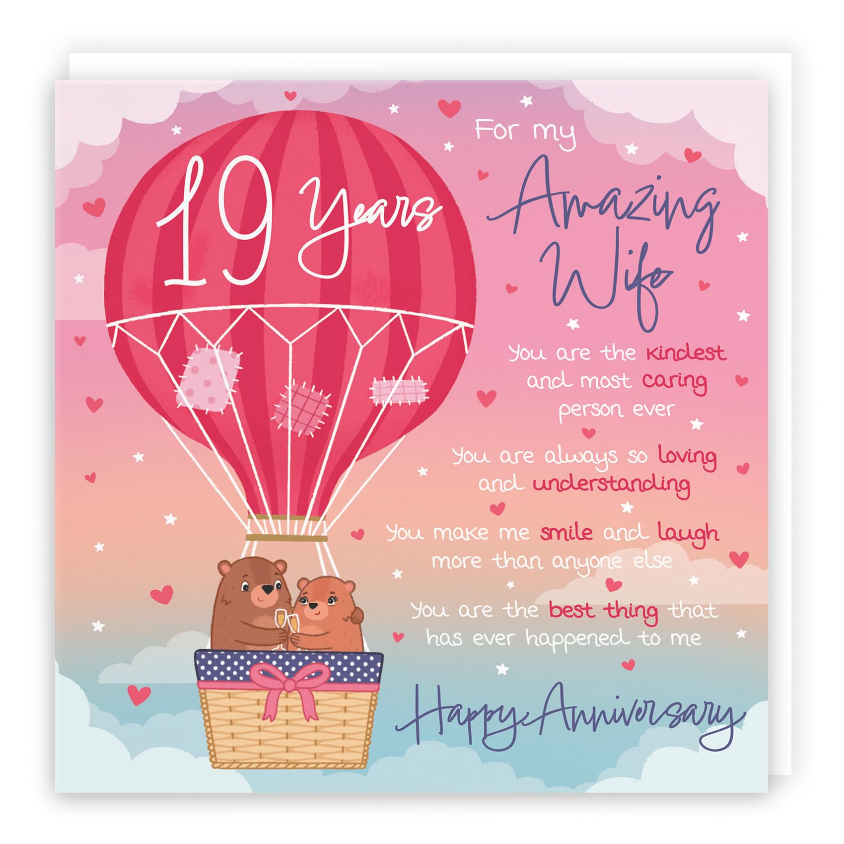 Hunts England, Wife 19th Anniversary Poem Card, Love Is In The Air, Beautiful Love Verse, Cute Bears