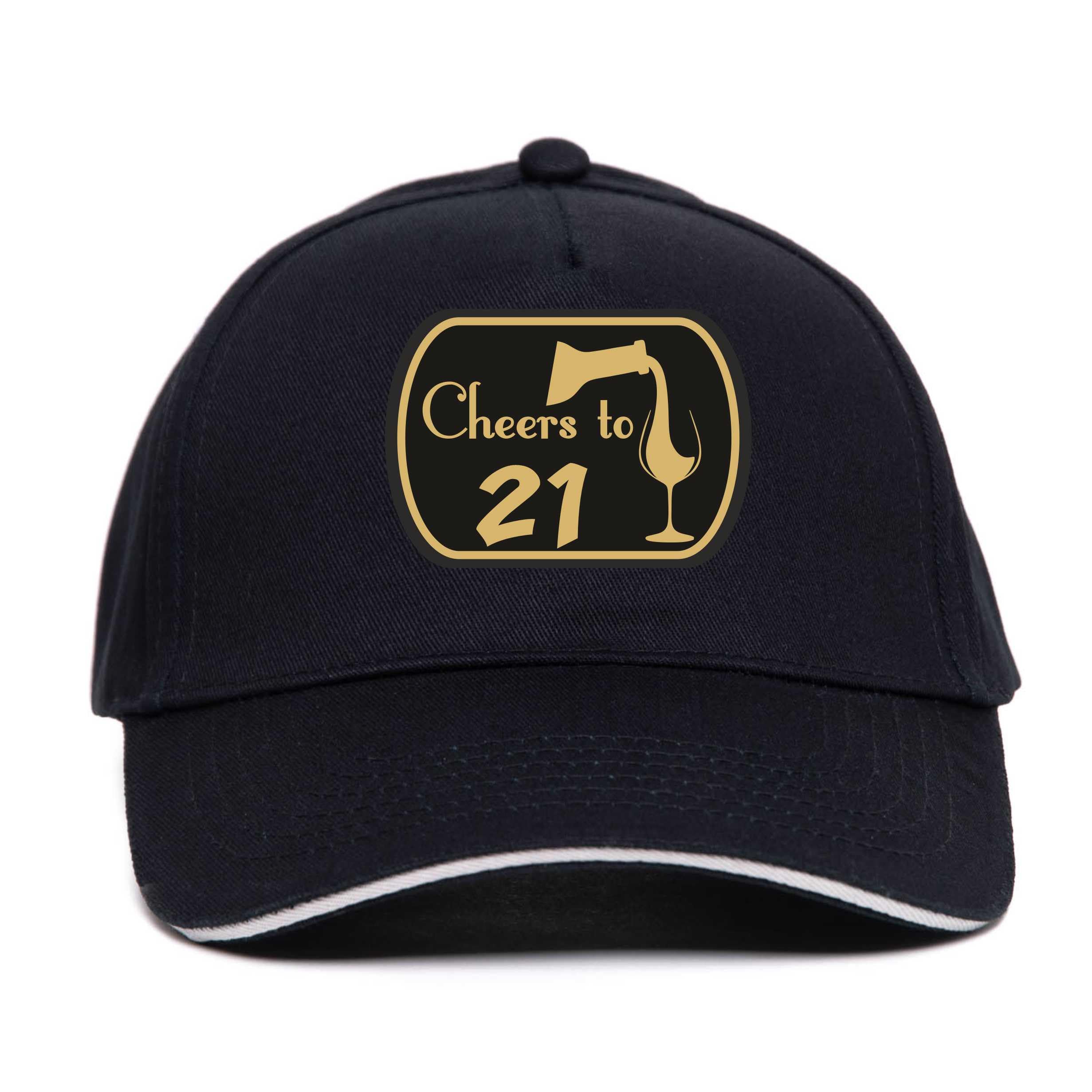 Print4U Cheers to 21 Baseball Cap Gift for 21st Birthday 21 Year Old Present Black