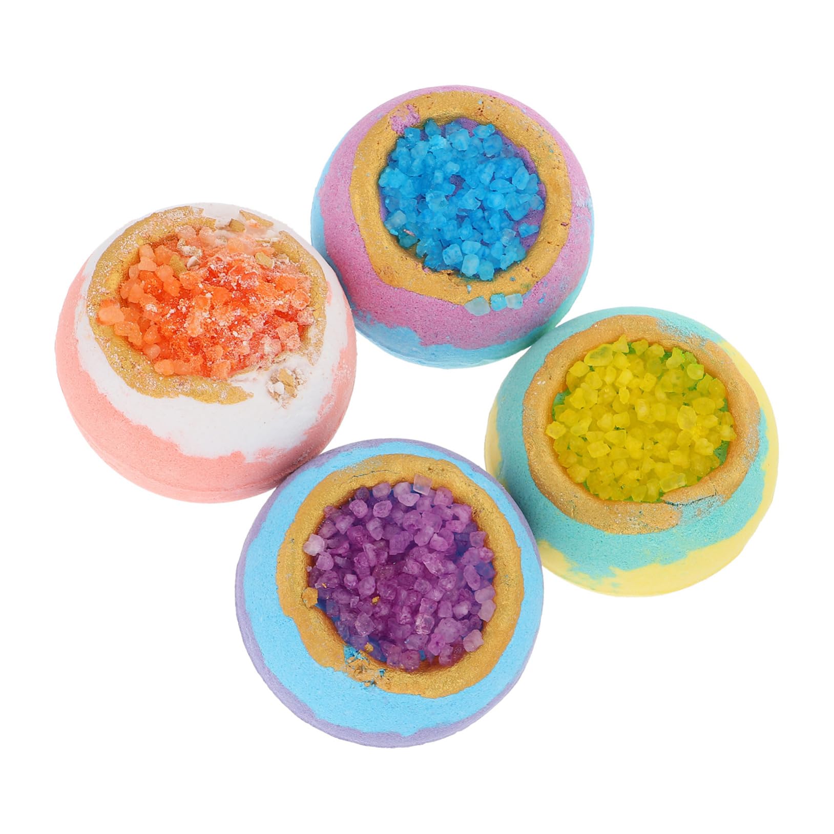 4 Bombas de Baño de Burbujas con Aceites Esenciales y Marinas, 4 Piezas para Baño, Disolución Rápida E Hidratación Cutánea