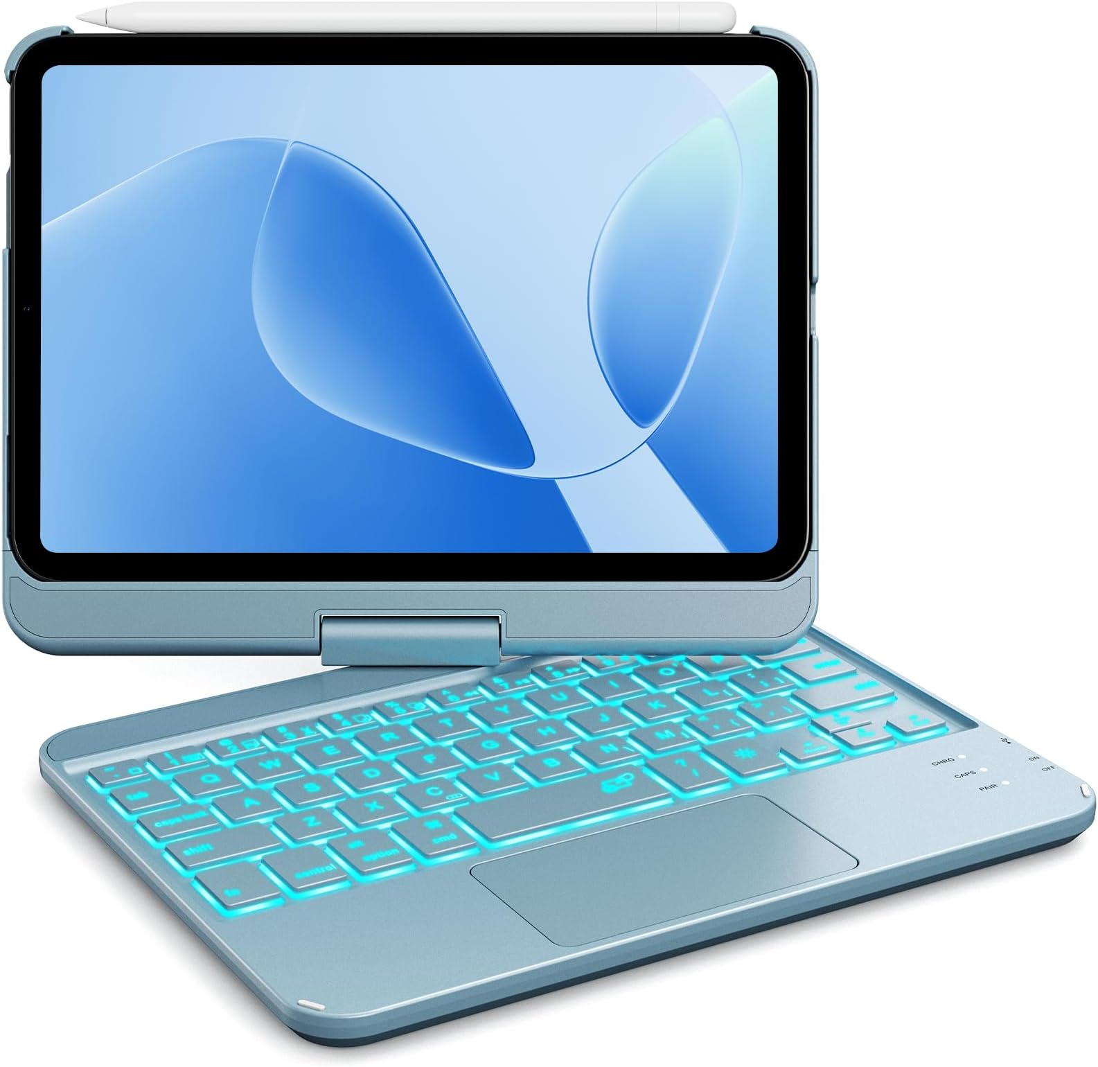 GreenLaw Keyboard Case for iPad mini 7(2024) & Mini 6 (2021) 8.3", Smart Touchpad, 7 Color Backlit, Type-C Rechargeable, 360° Rotate Keyboard Case for iPad mini 7th/6th Generation, Pearlescent Blue