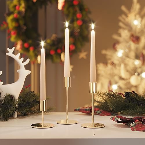 Miniatura 5 de Juego de 6 portavelas cónicos de oro francés, portavelas decorativos para mesa o mantel de mesa, boda, comedor, fiesta, decoración del hogar