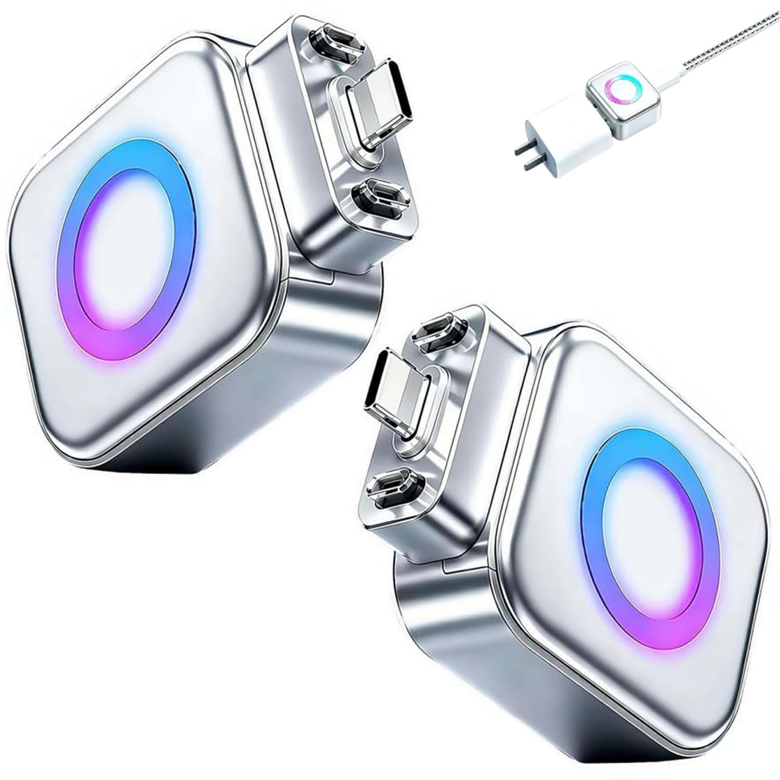 Adattatore di ricarica intelligente con spegnimento automatico, adattatore di ricarica rapida con spegnimento automatico e interruttore fisico di spegnimento per smartphone e tablet (2pcs)
