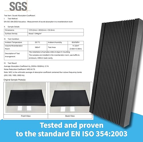 Miniatura 9 de Art3d Paquete de 4 paneles de espuma acústica con diseño de cuña, paneles de pared de espuma insonorizada de alta densidad de 48 x 24 x 2 pulgadas