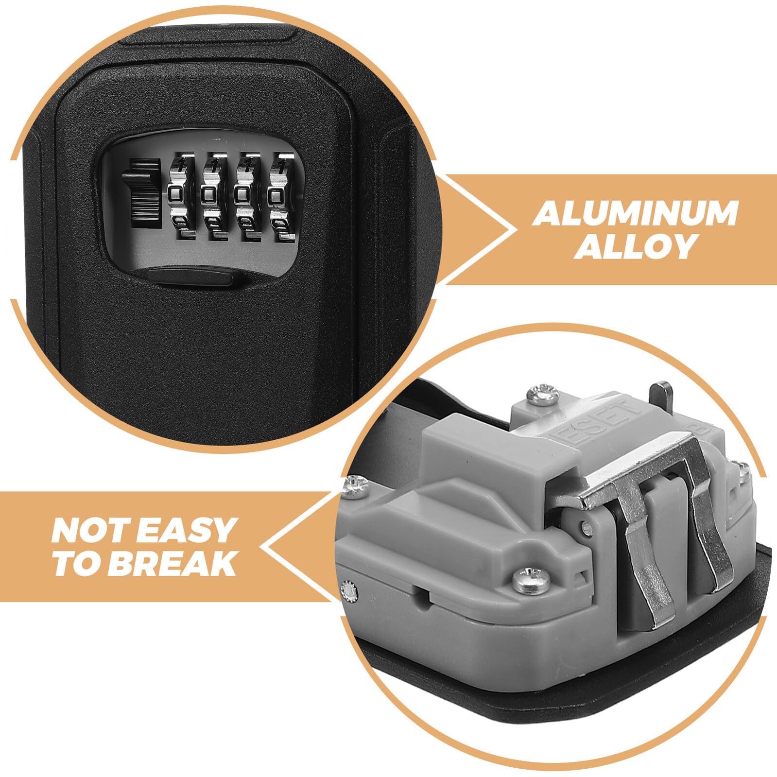 Boîte à Clés Extérieure Alliage Aluminium Coffre Sécurisé Anti-vol avec Serrure à Combinaison Chiffres Étanche et Résistante Aux Intempéries pour Maison Bureau Location