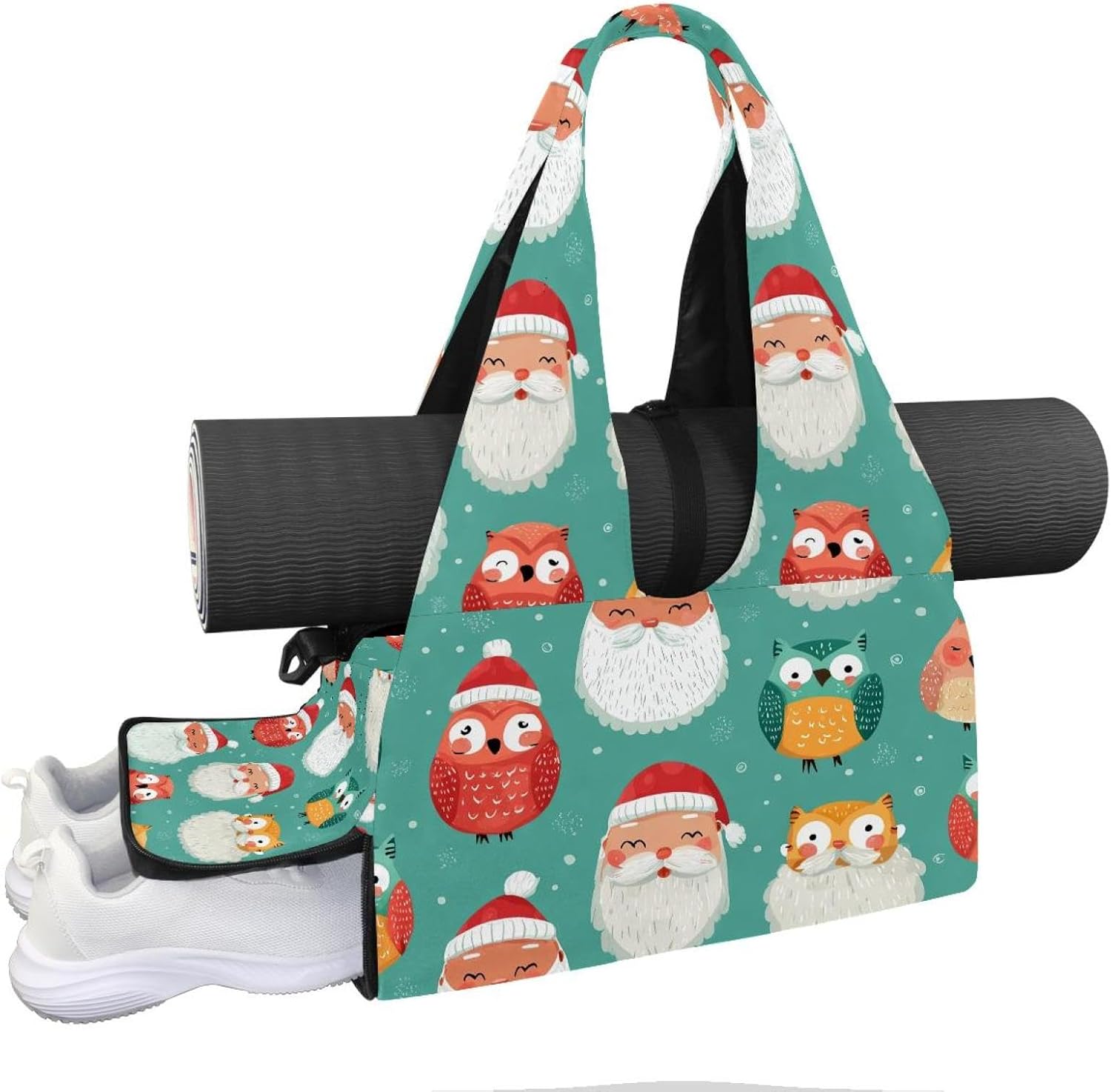 Yoga Mat Bag, Gym Workout Bag with Shoe Compartment, Christmas Paws Pilates Bag for Women, Quick Access Storage Yoga Tote Bag for Sports Travel Office