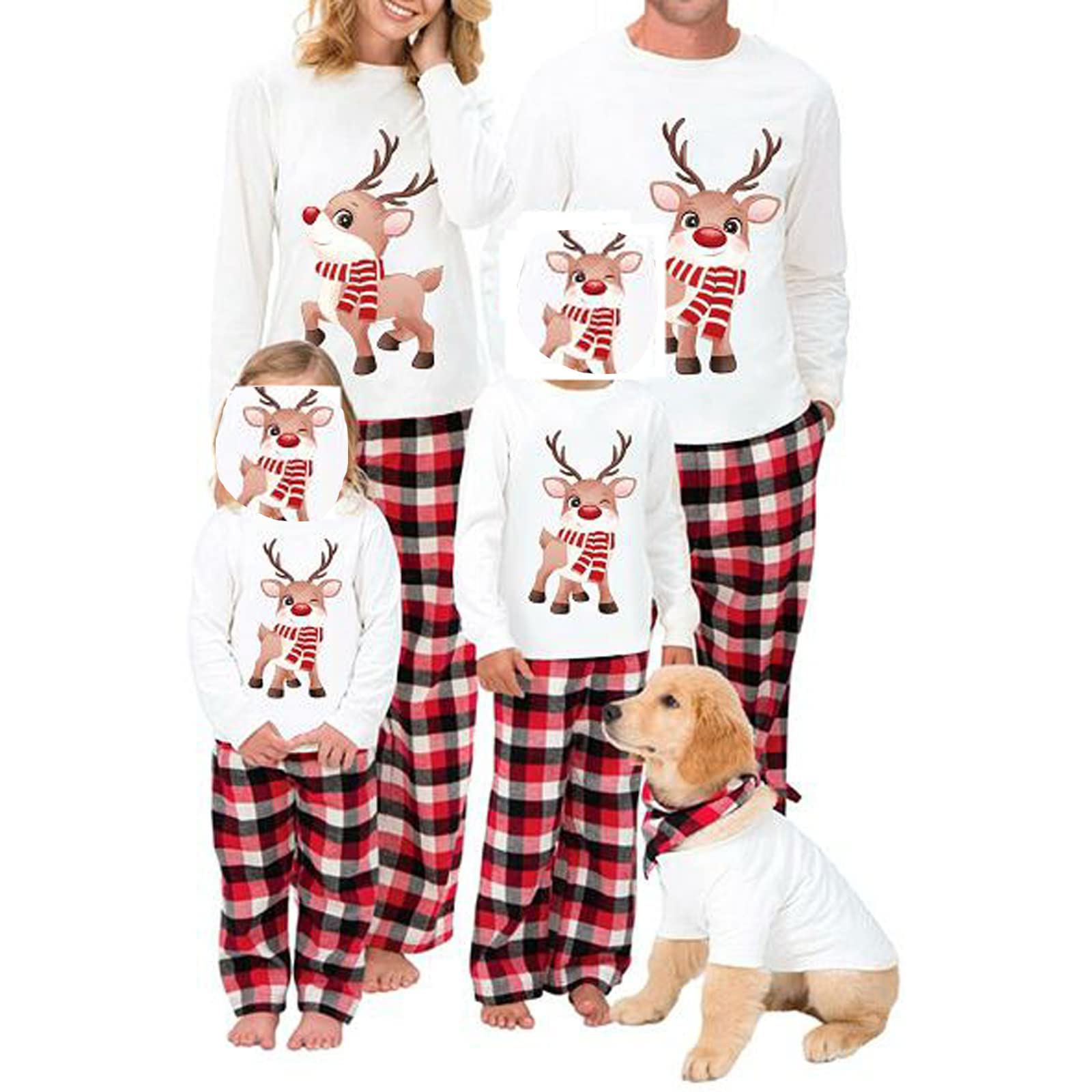 FeMereina FamilyConjunto de pijama de Navidad a juego con estampado de elk para adultos y niños, juego de ropa de descanso familiar