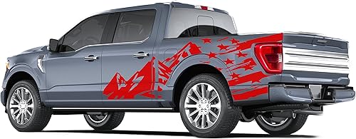 Miniatura 3 de Calcomanías gráficas de montañas laterales y bandera compatibles con Ford F150 (rojo)