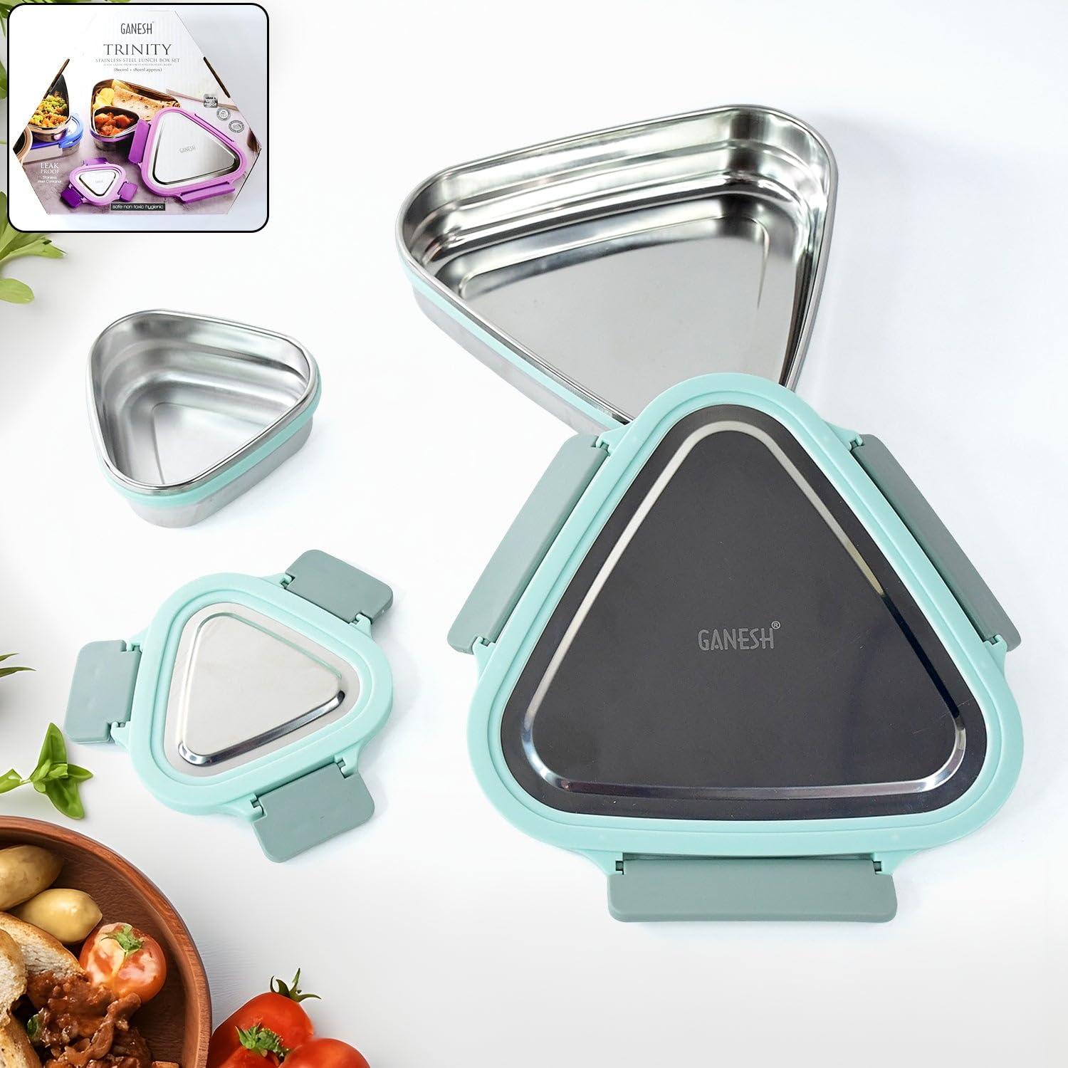 Trinity 2-Piece Stainless Steel Triangle Lunch Box Set-picture-27